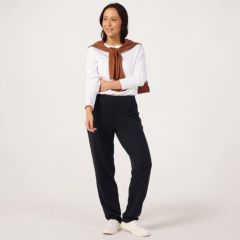 Denim & Co. Pull On Knit Straight Leg Trousers with Pockets Petite