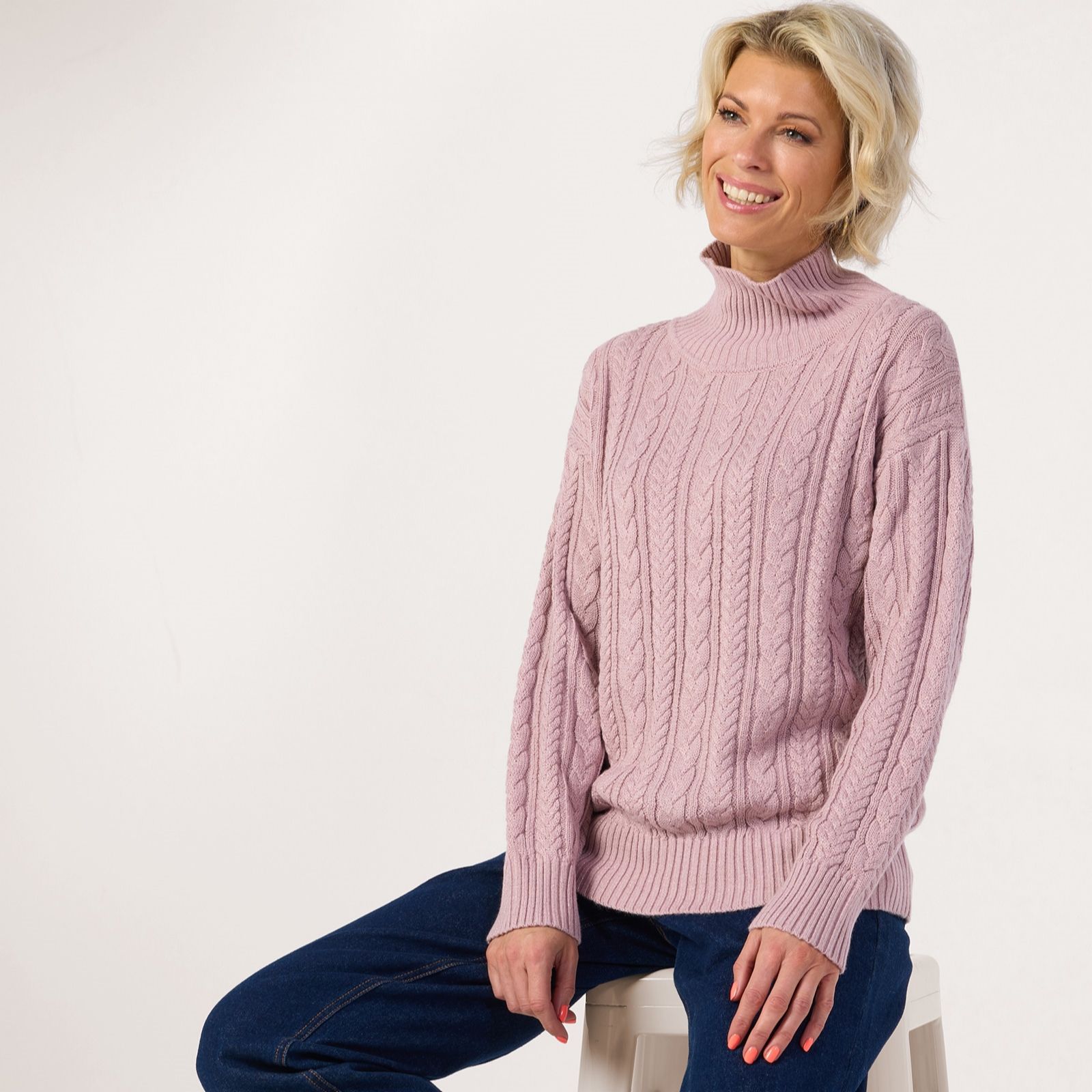 Ruth Langsford Funnel Neck Lurex Cable Detail Jumper