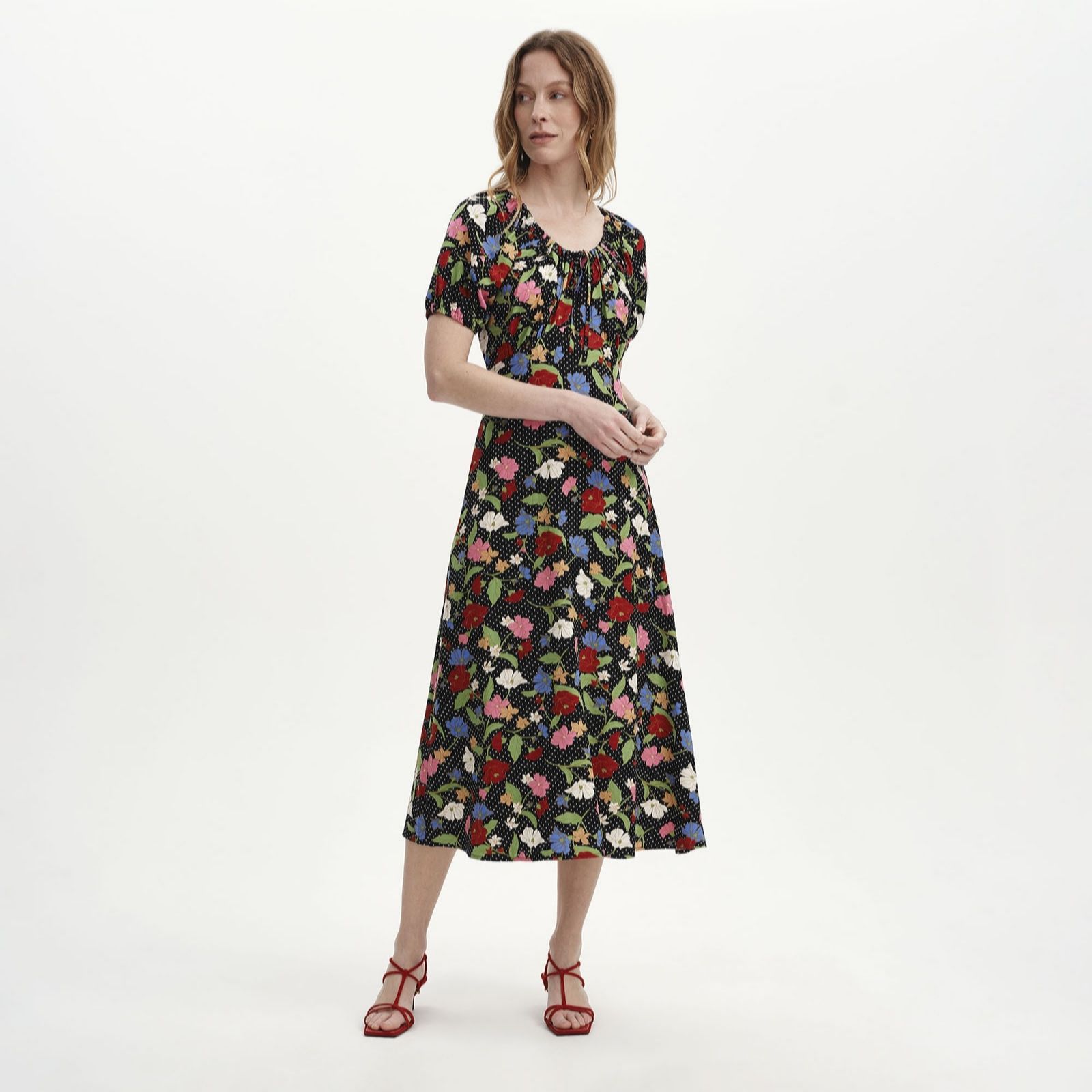 Finery London Jada Floral Print Dress with Puff Sleeve Standard
