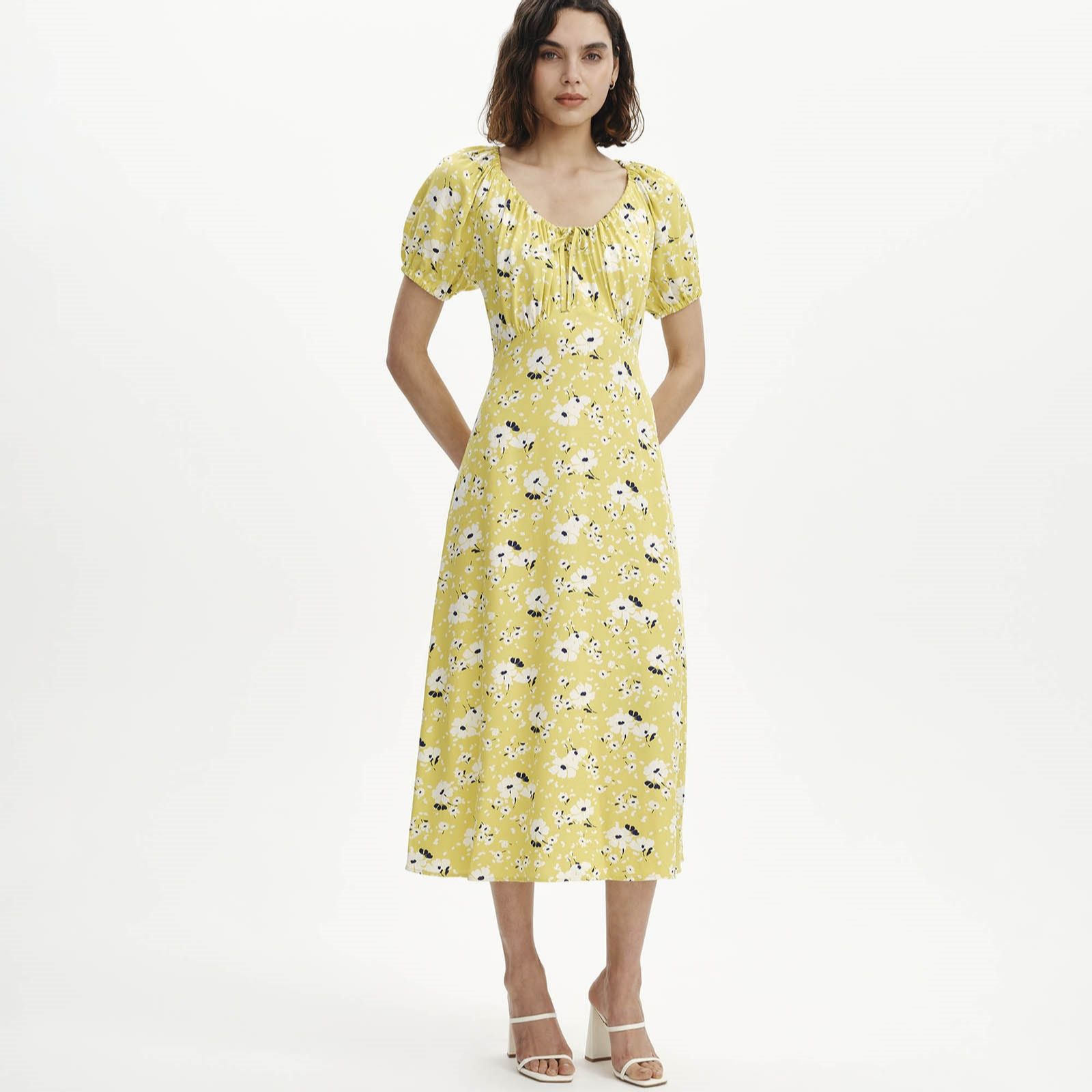 Finery London Jada Floral Print Dress with Puff Sleeve Standard