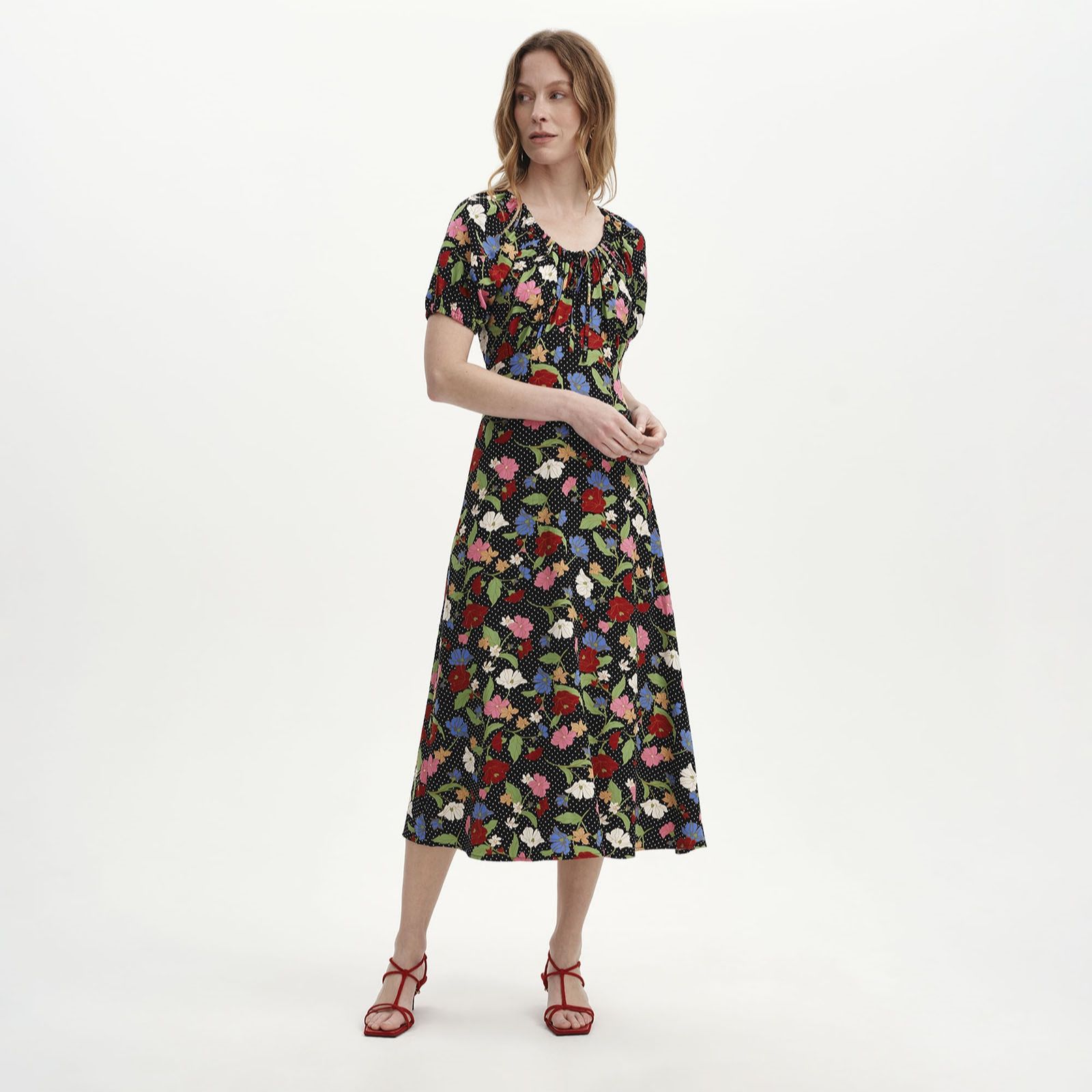 Finery London Jada Floral Print Dress with Puff Sleeve Standard