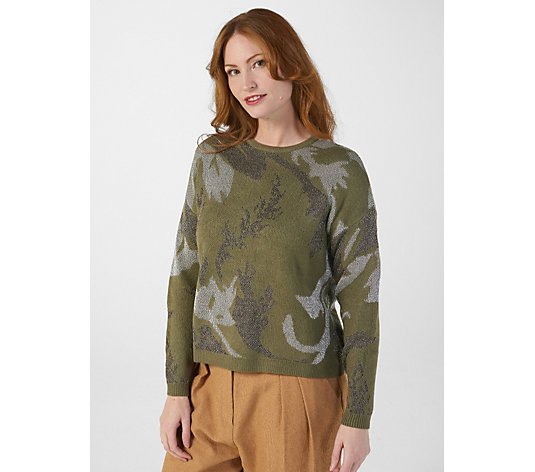 Wynne Collection Floral Jacquard Sweater