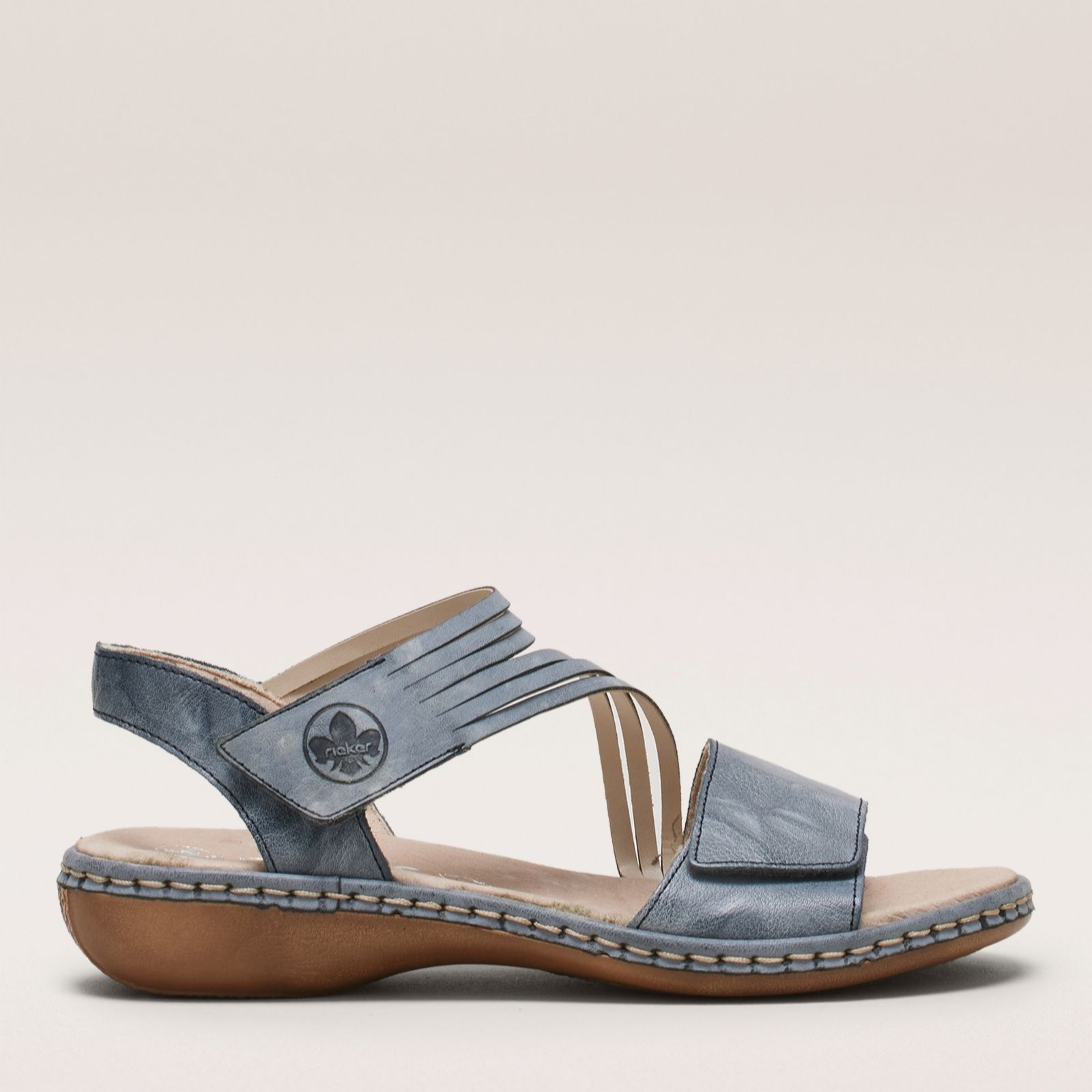 Outlet Rieker Leather Cross Over Strap Sandal