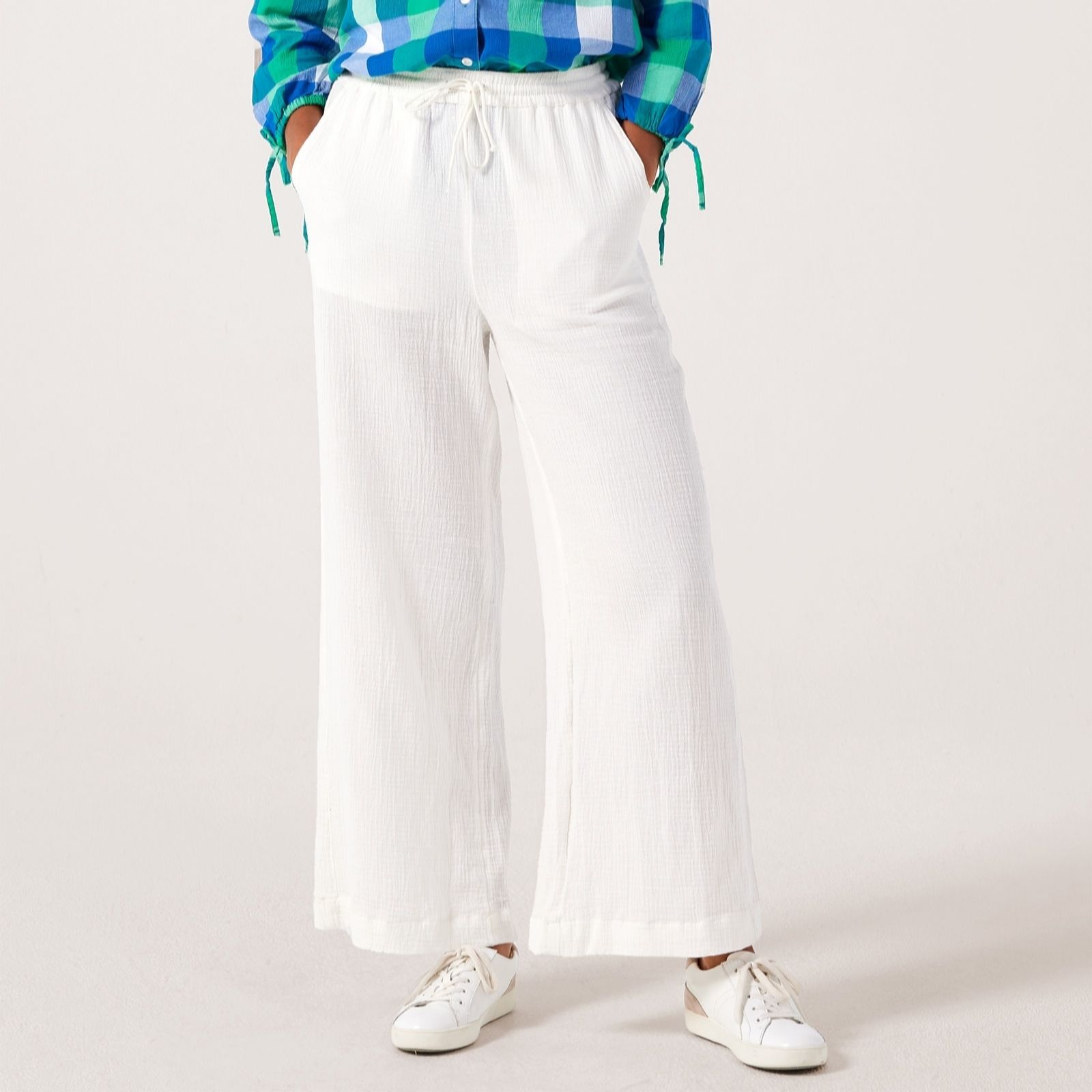 Denim & Co. Cheese Cloth Wide Leg Trouser Standard