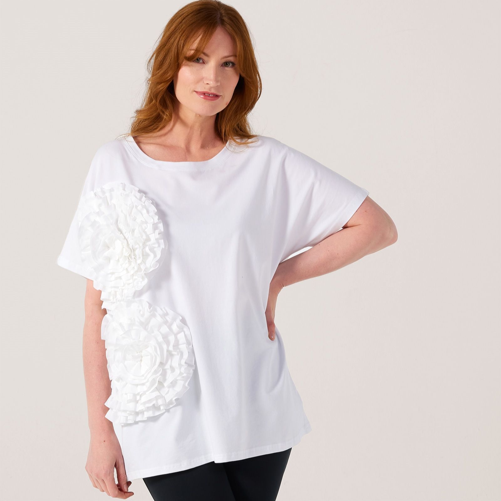 Frank Usher Jersey Top With Applique Flowers