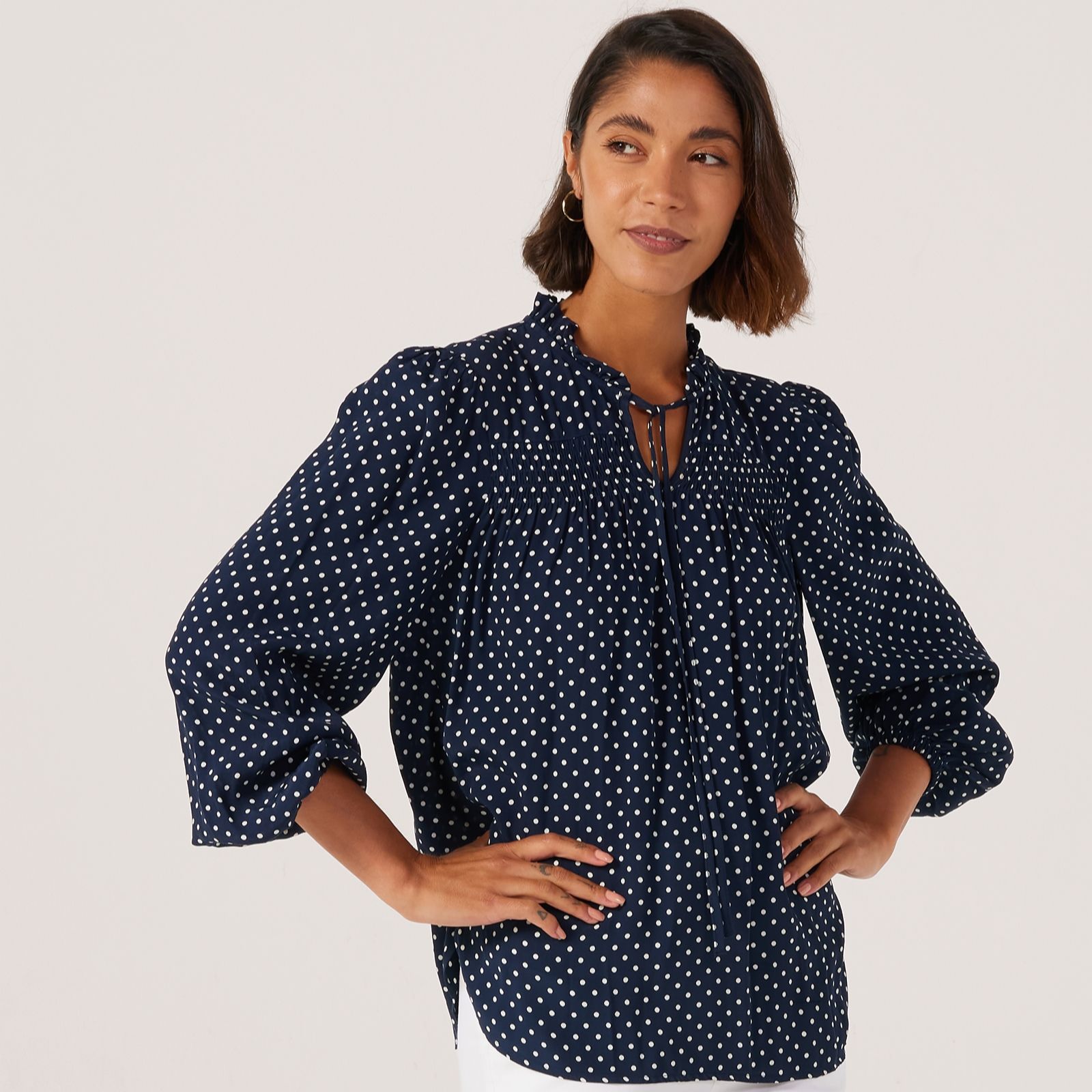 Finery London Kiya Moon Crepe Spot Printed Top