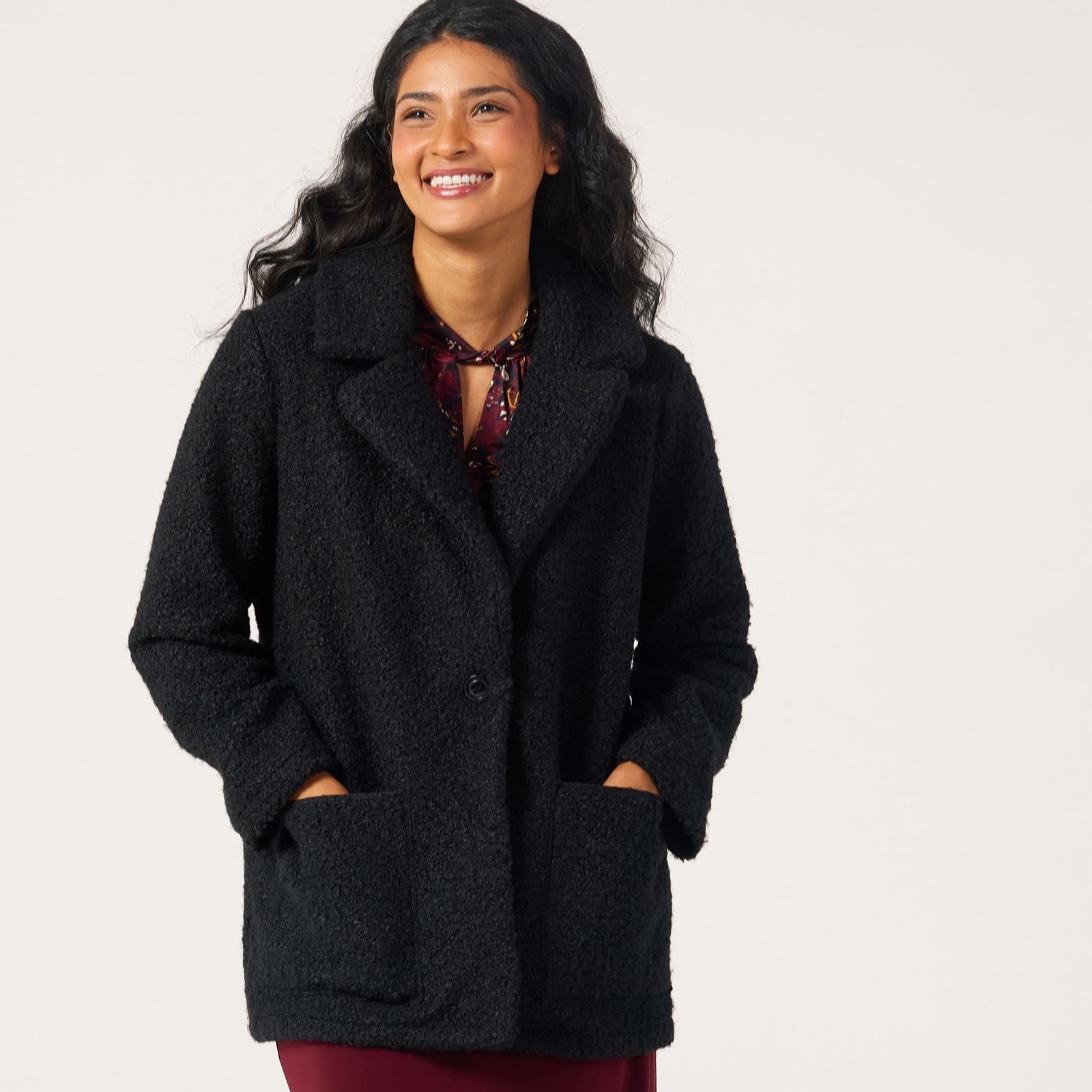 Kim & Co Poodle Cloth Lightweight Coat with Pockets