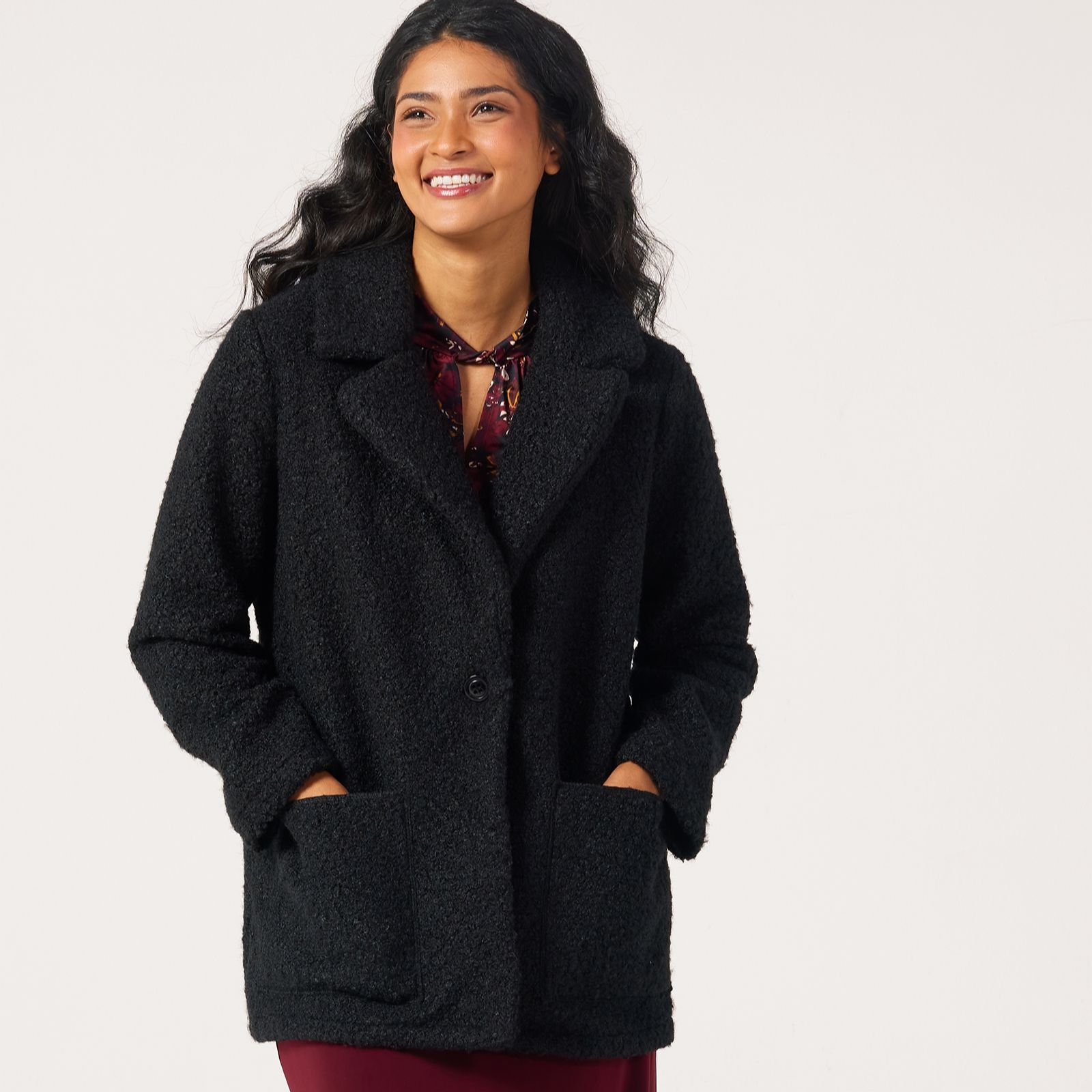 Kim & Co Poodle Cloth Lightweight Coat with Pockets