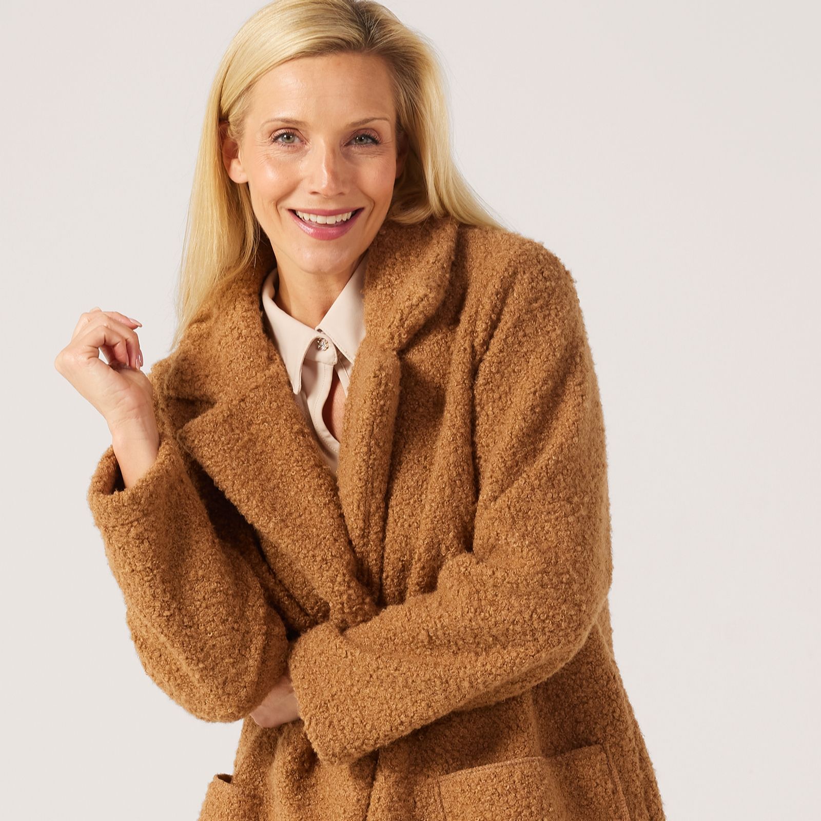 Kim & Co Poodle Cloth Lightweight Coat with Pockets