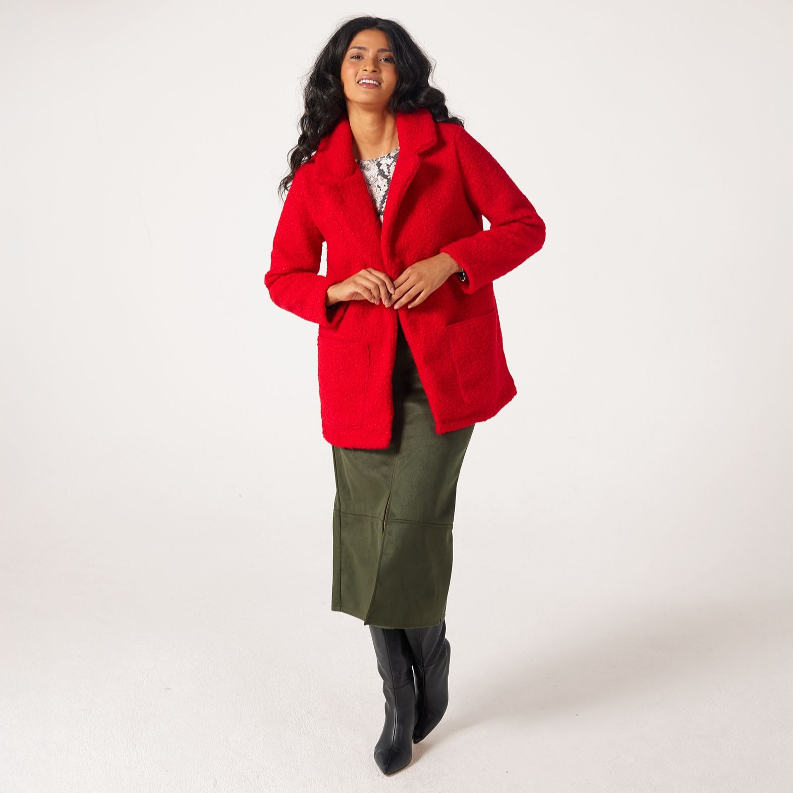 Kim & Co Poodle Cloth Lightweight Coat with Pockets