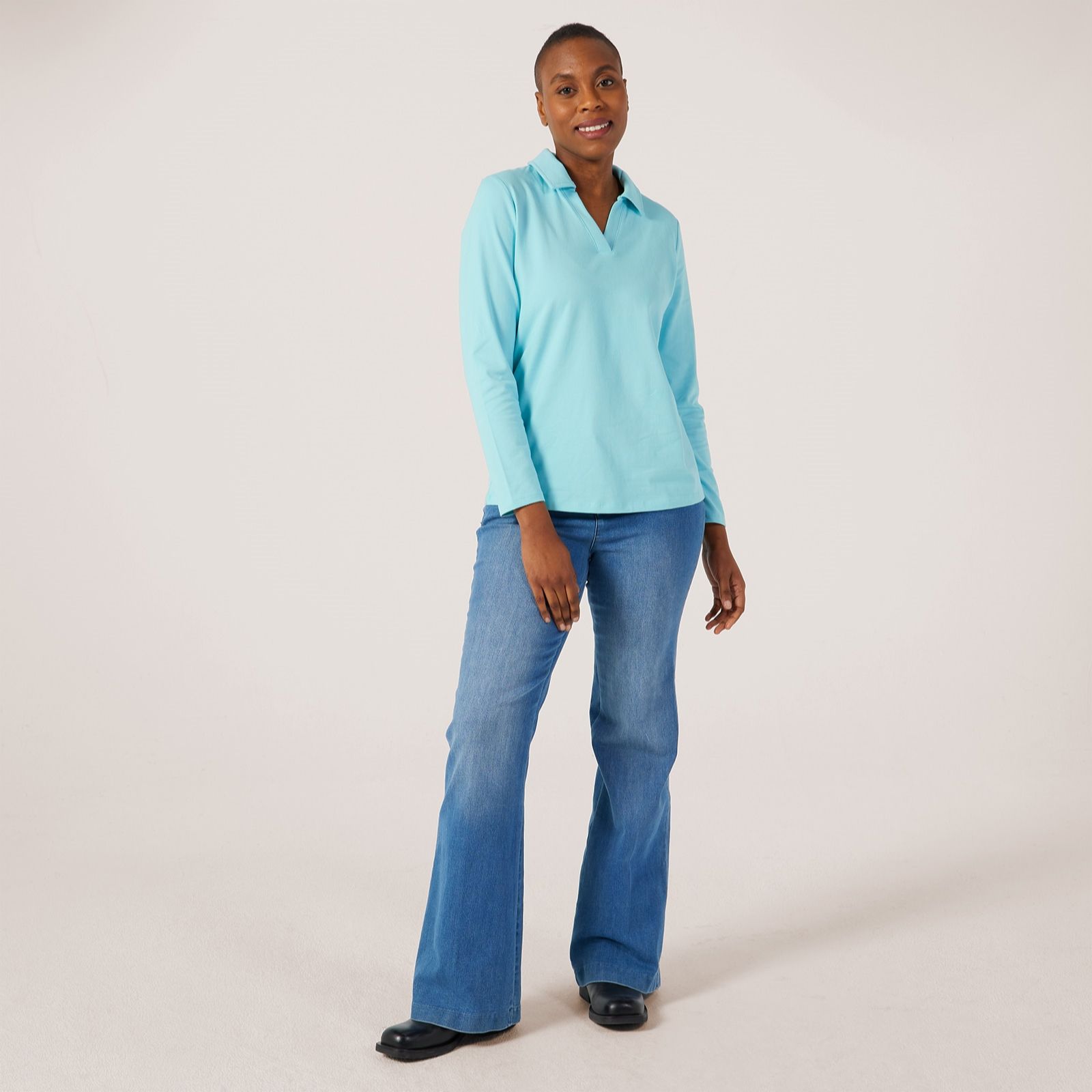 Denim & Co. Essentials Perfect Jersey Collared Top