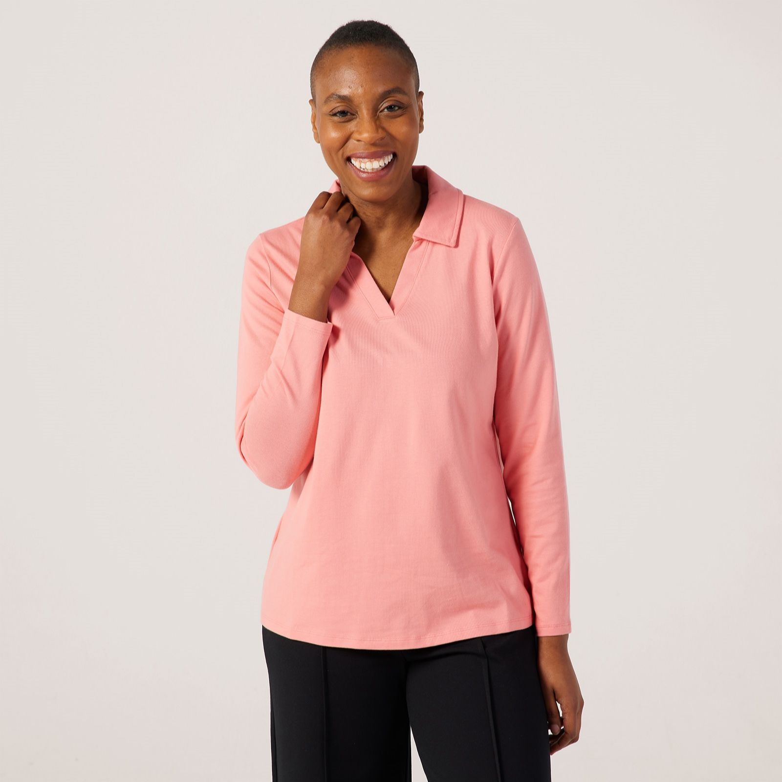 Denim & Co. Essentials Perfect Jersey Collared Top