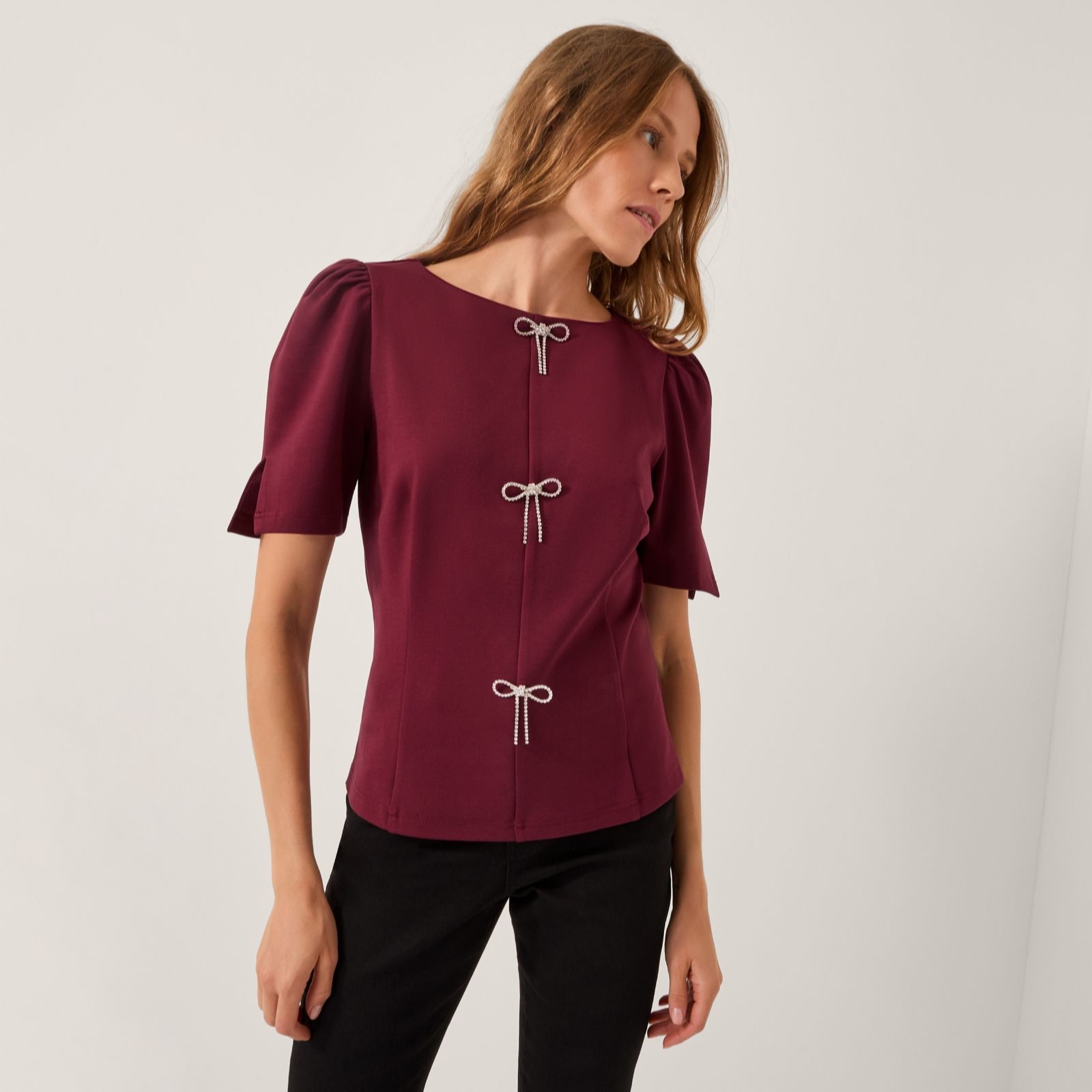 Monsoon Brooke Bow Ponte Top