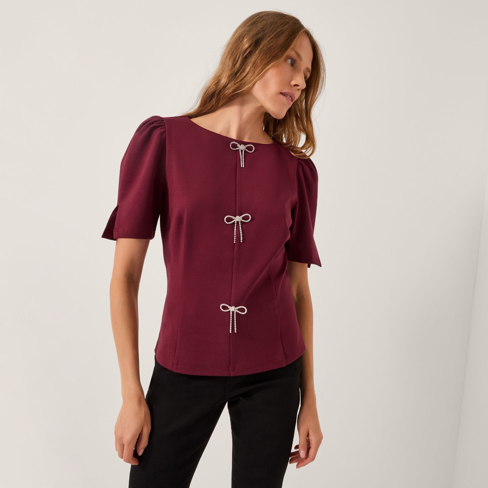 Monsoon Brooke Bow Ponte Top