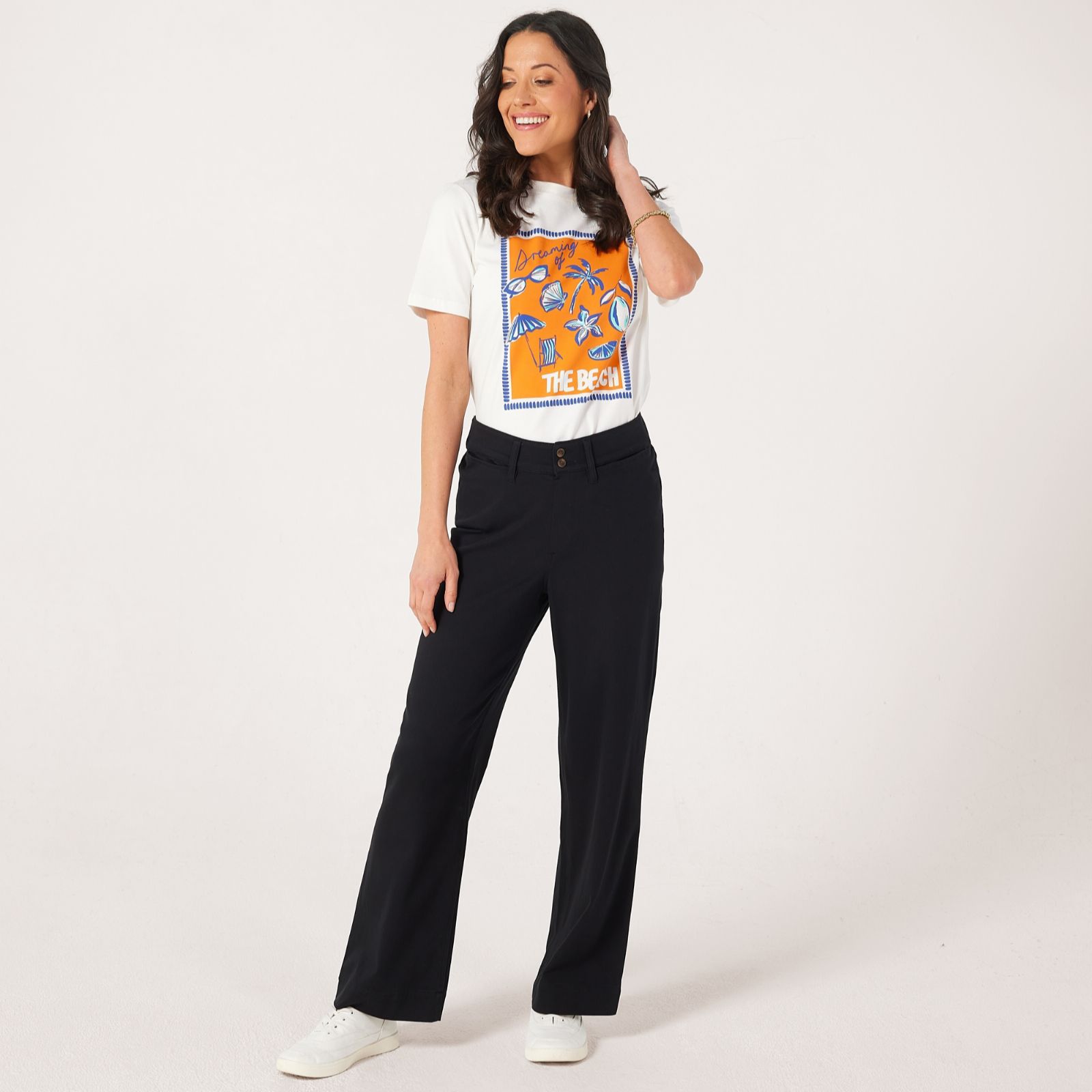 Denim & Co. Comfy Knit Denim Pull On Wide Leg Jean Style Standard