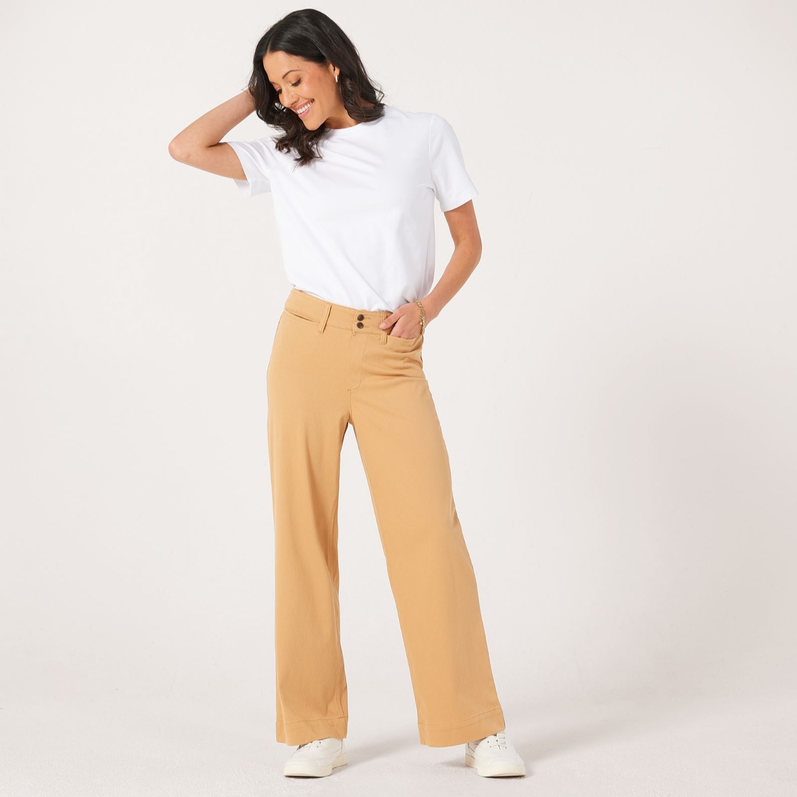 Denim & Co. Comfy Knit Air Denim Pull On Wide Leg Jean Style Standard