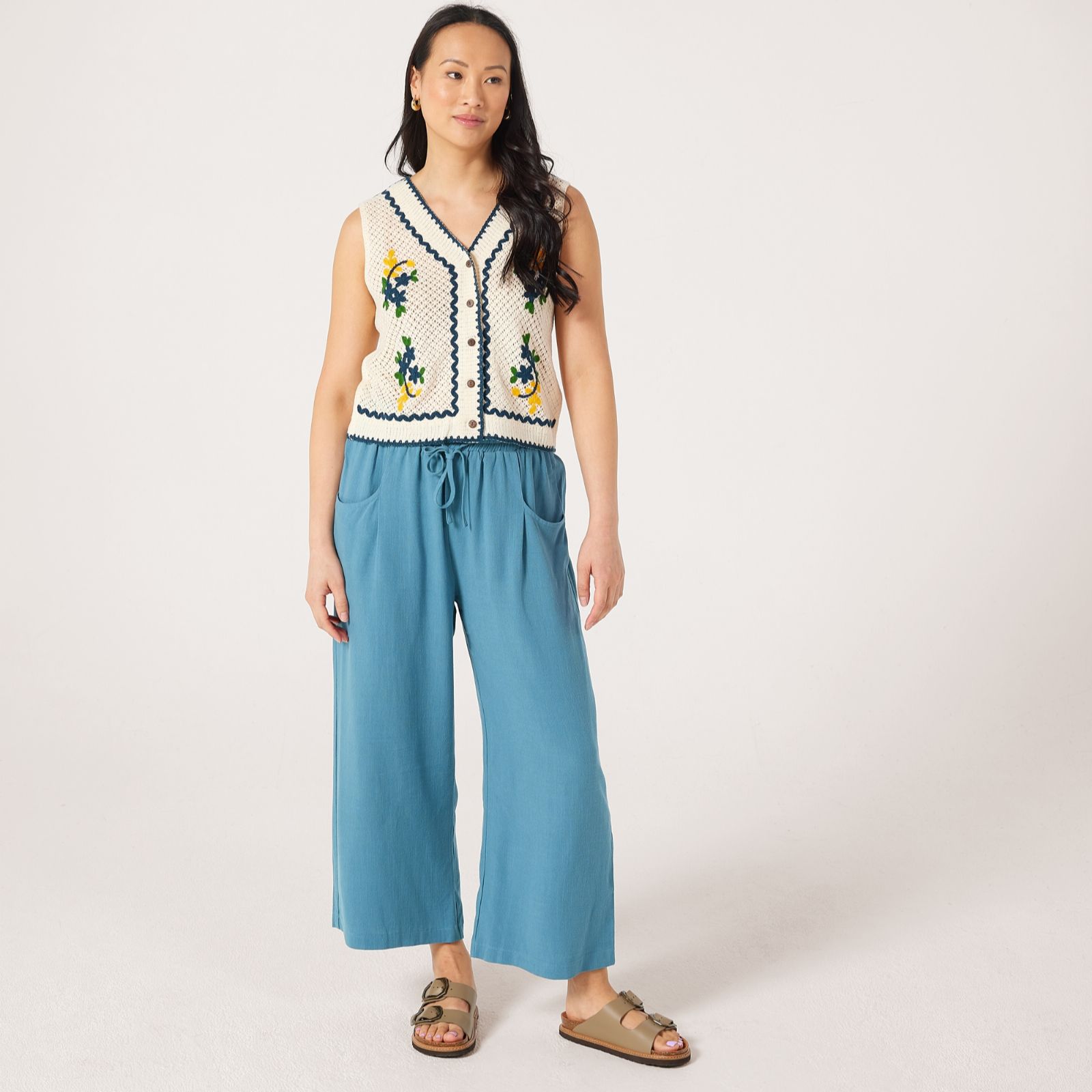 Izabel London Elasticated Waist Linen Blend Trouser Standard