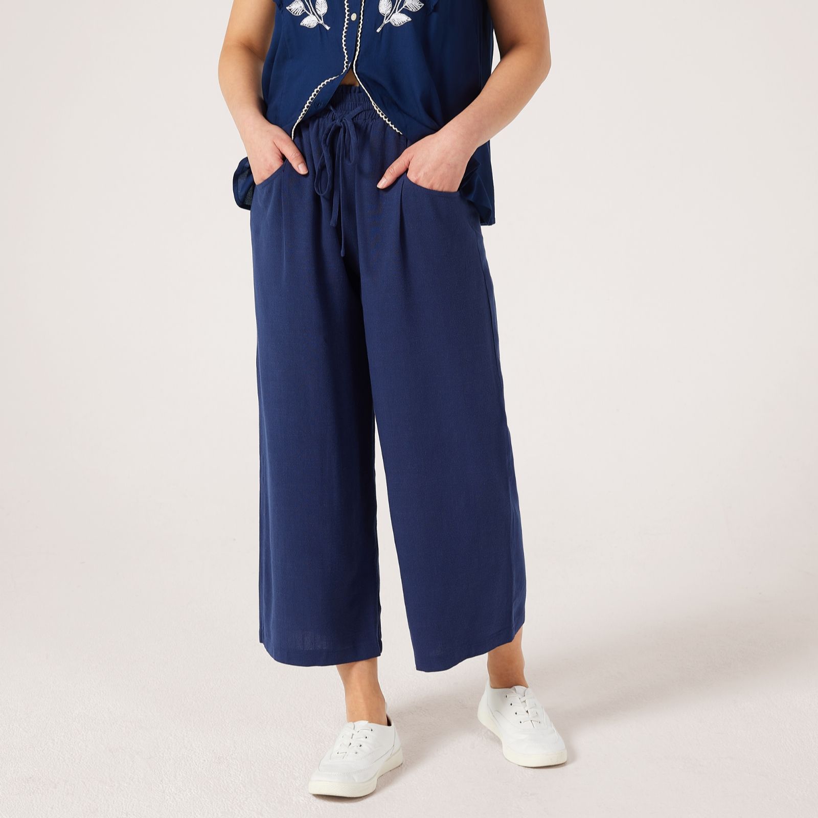 Izabel London Elasticated Waist Linen Blend Trouser Standard