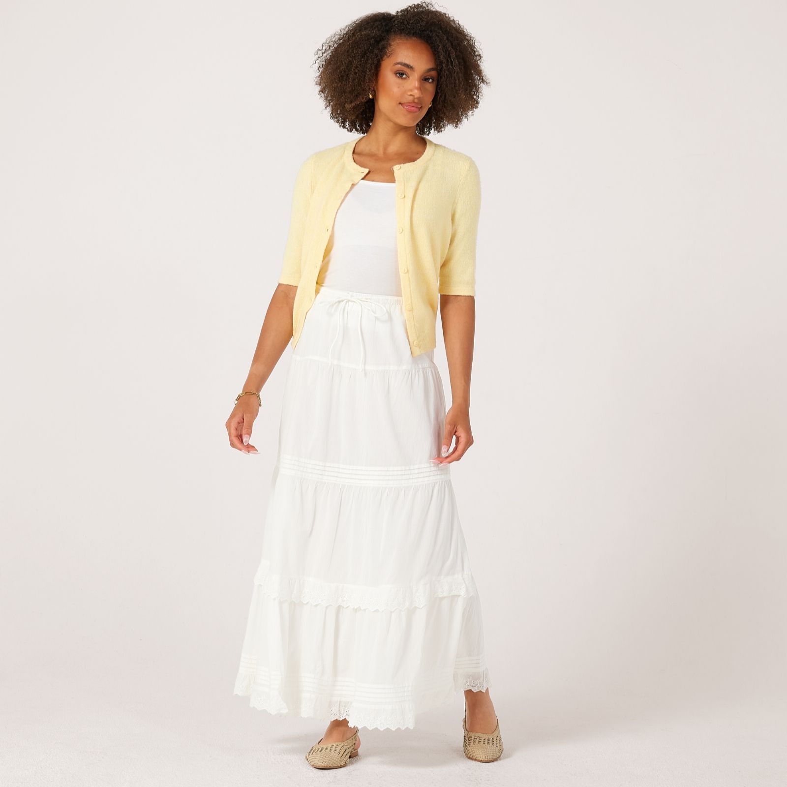 Vero Moda Sandy High Waisted Tiered Ankle Skirt