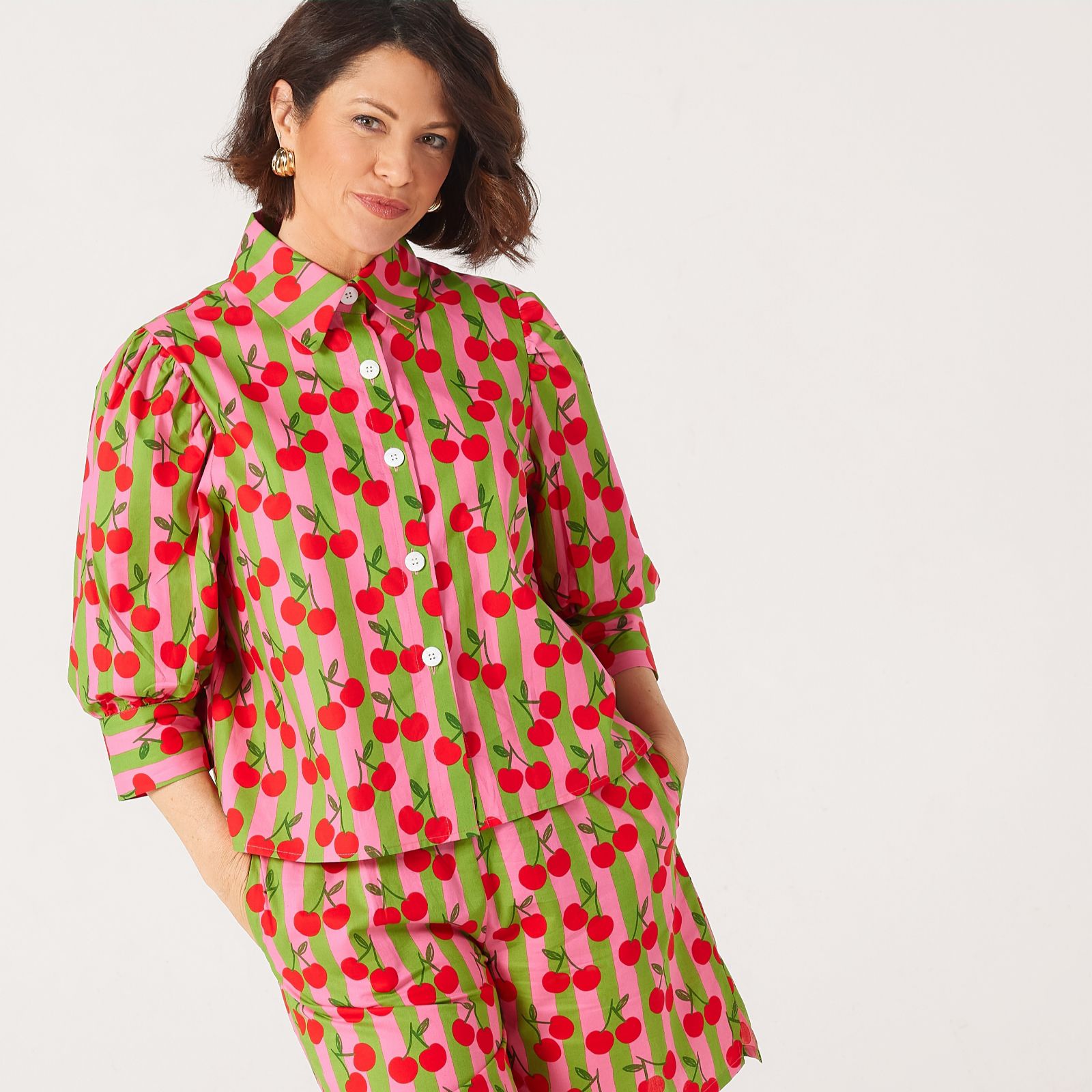 Helene Berman X Katy 100% Cotton Cherry Shirt