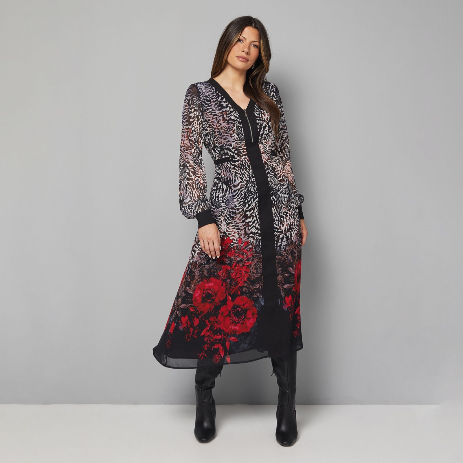 Wallis Contrast Dress with Zip Front