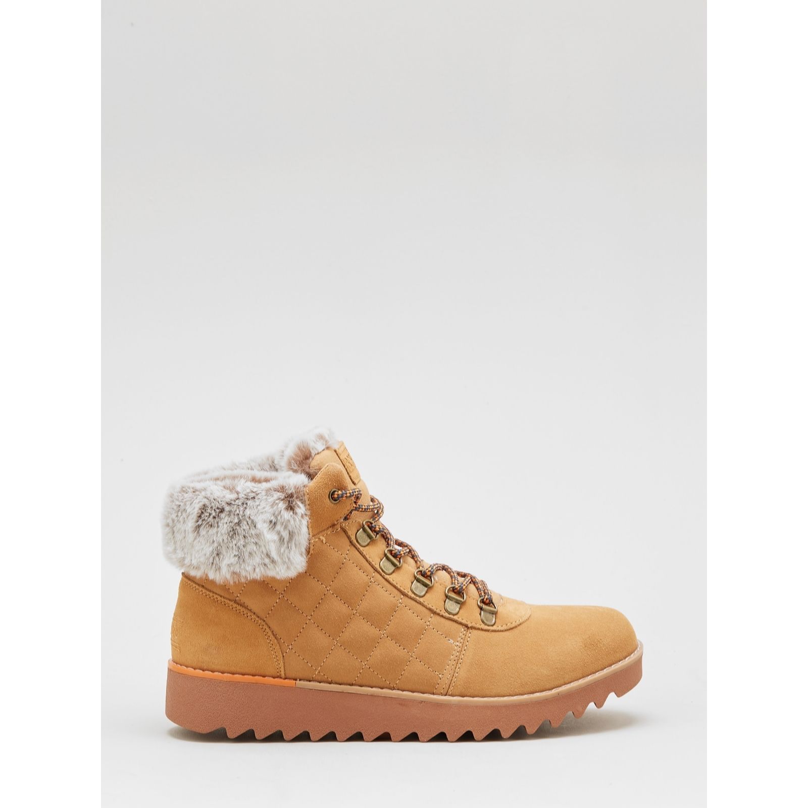 Outlet Skechers Suede Padded Fur Trim Hiker Boot