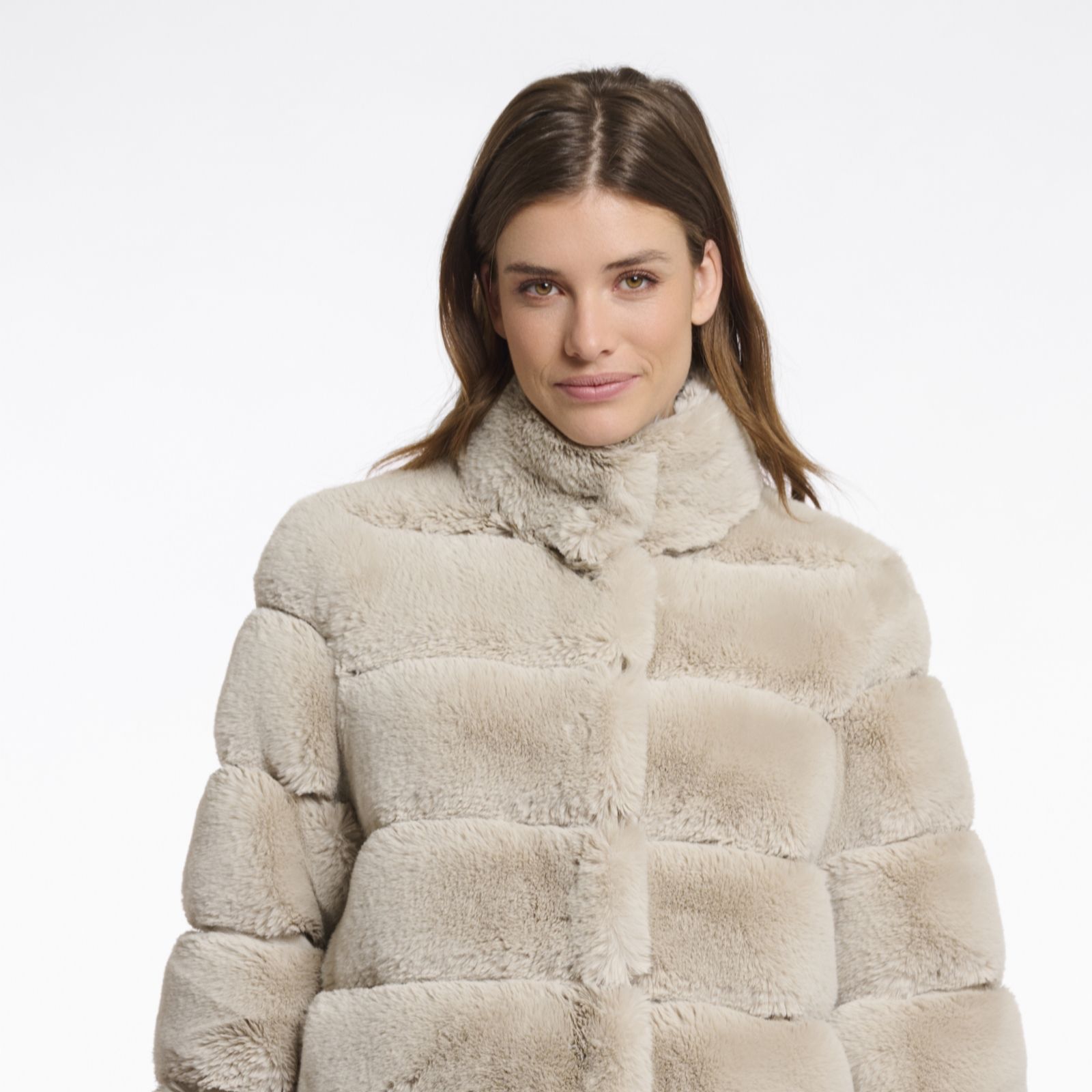 Rino & Pelle Feline Faux Fur Jacket With Removable Knit Sleeves