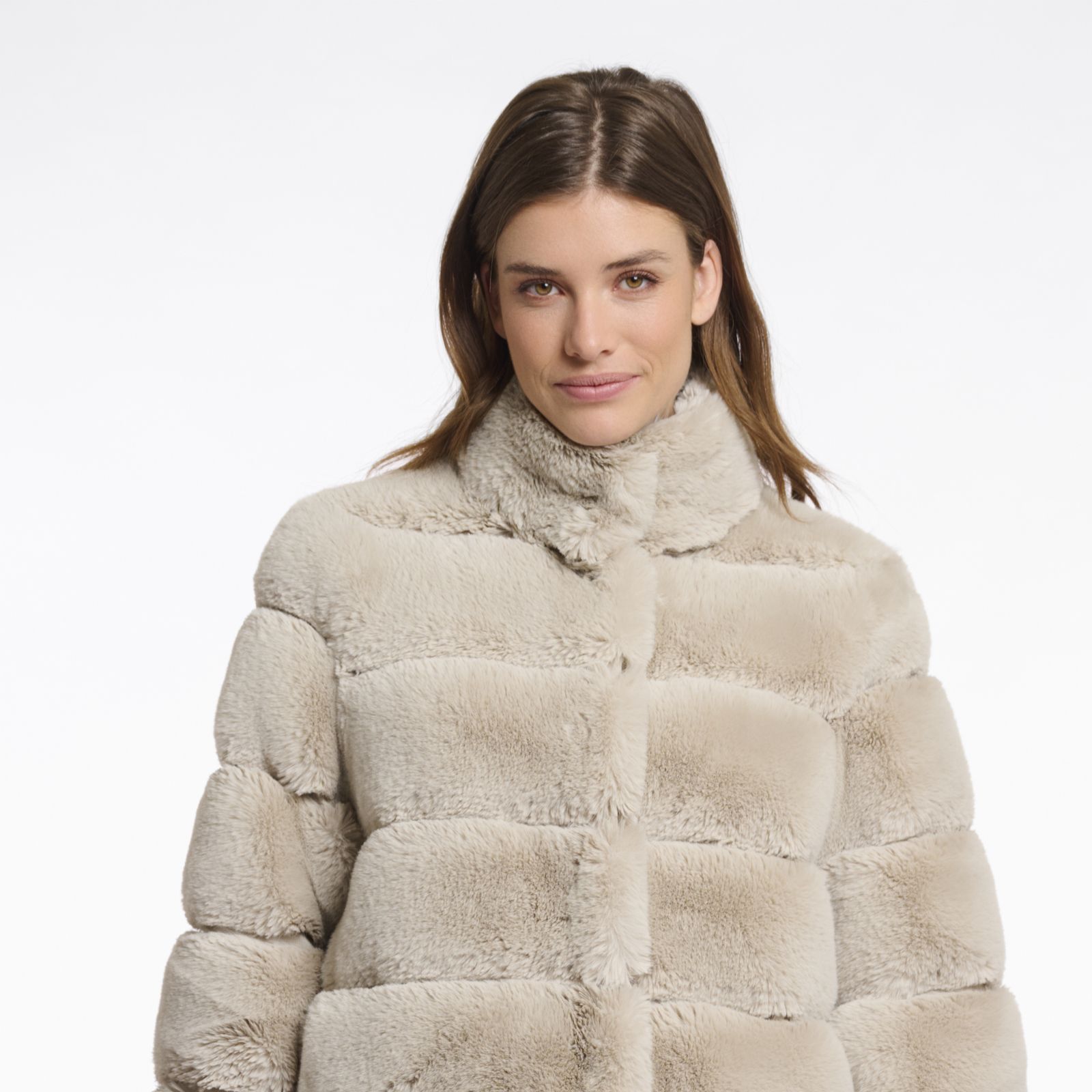 Rino & Pelle Feline Faux Fur Jacket With Removable Knit Sleeves