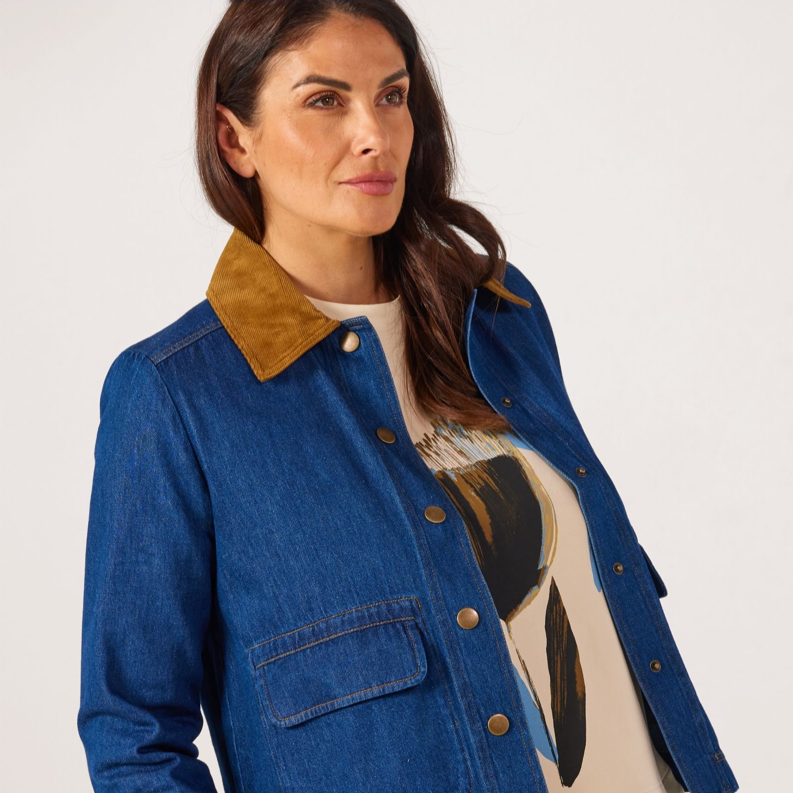Masai Copenhagen Julemi Denim and Cord Collar Jacket