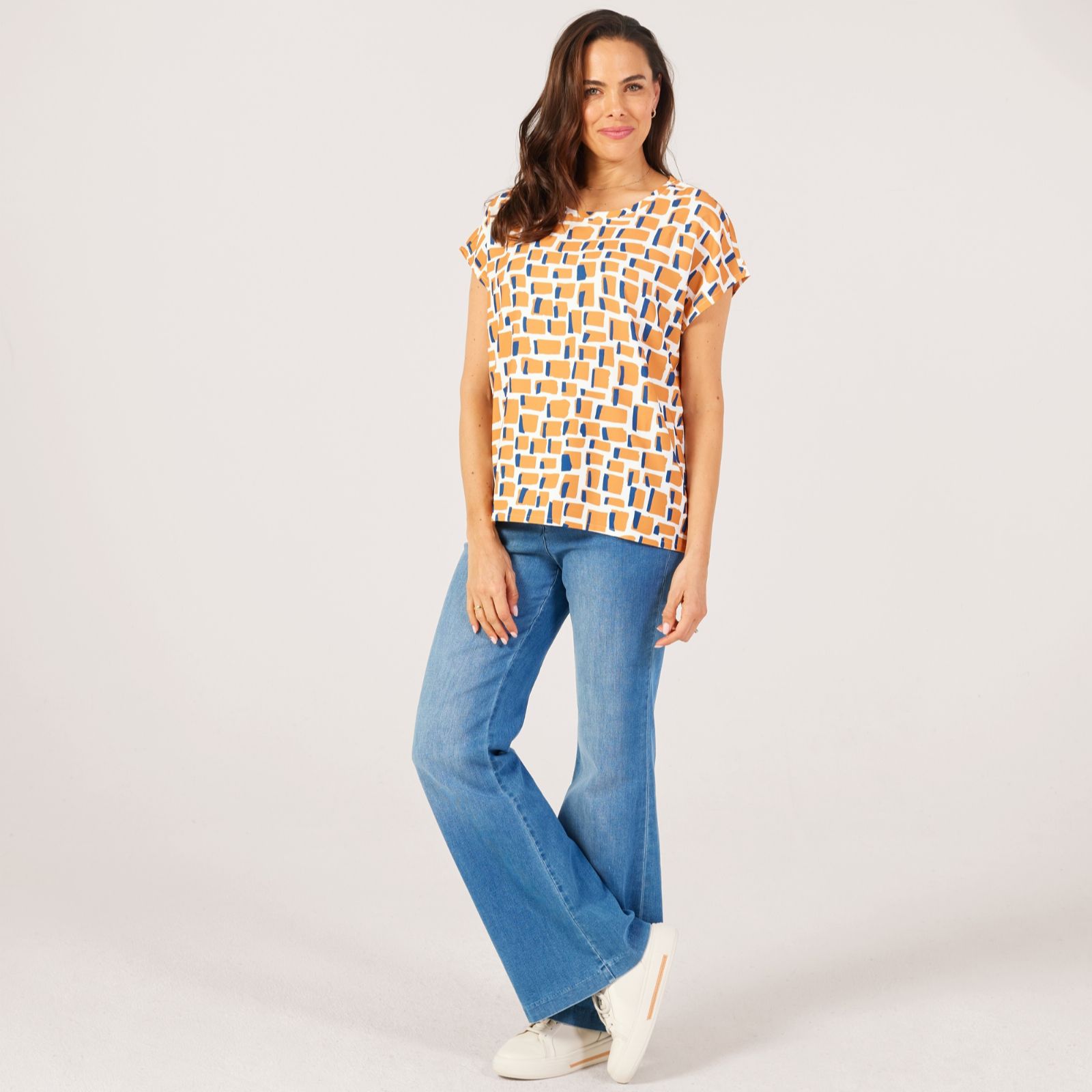 MarlaWynne Collection Drapey Twill Cap Sleeve Top