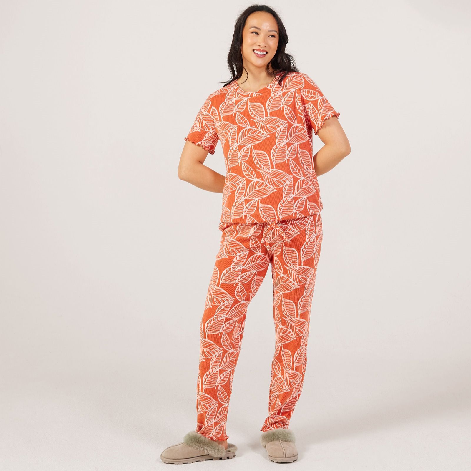 Cozee Home Lettuce Edge Soft Waffle PJ Set
