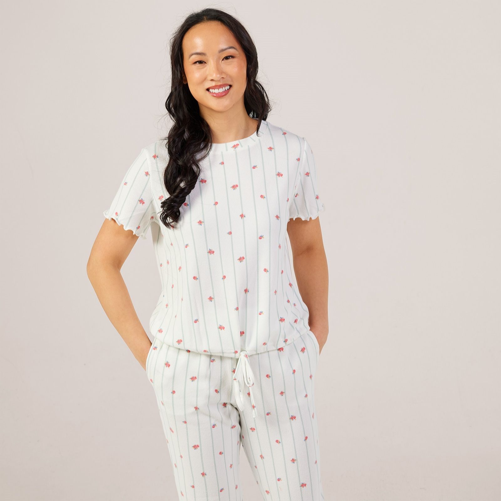 Cozee Home Lettuce Edge Soft Waffle PJ Set