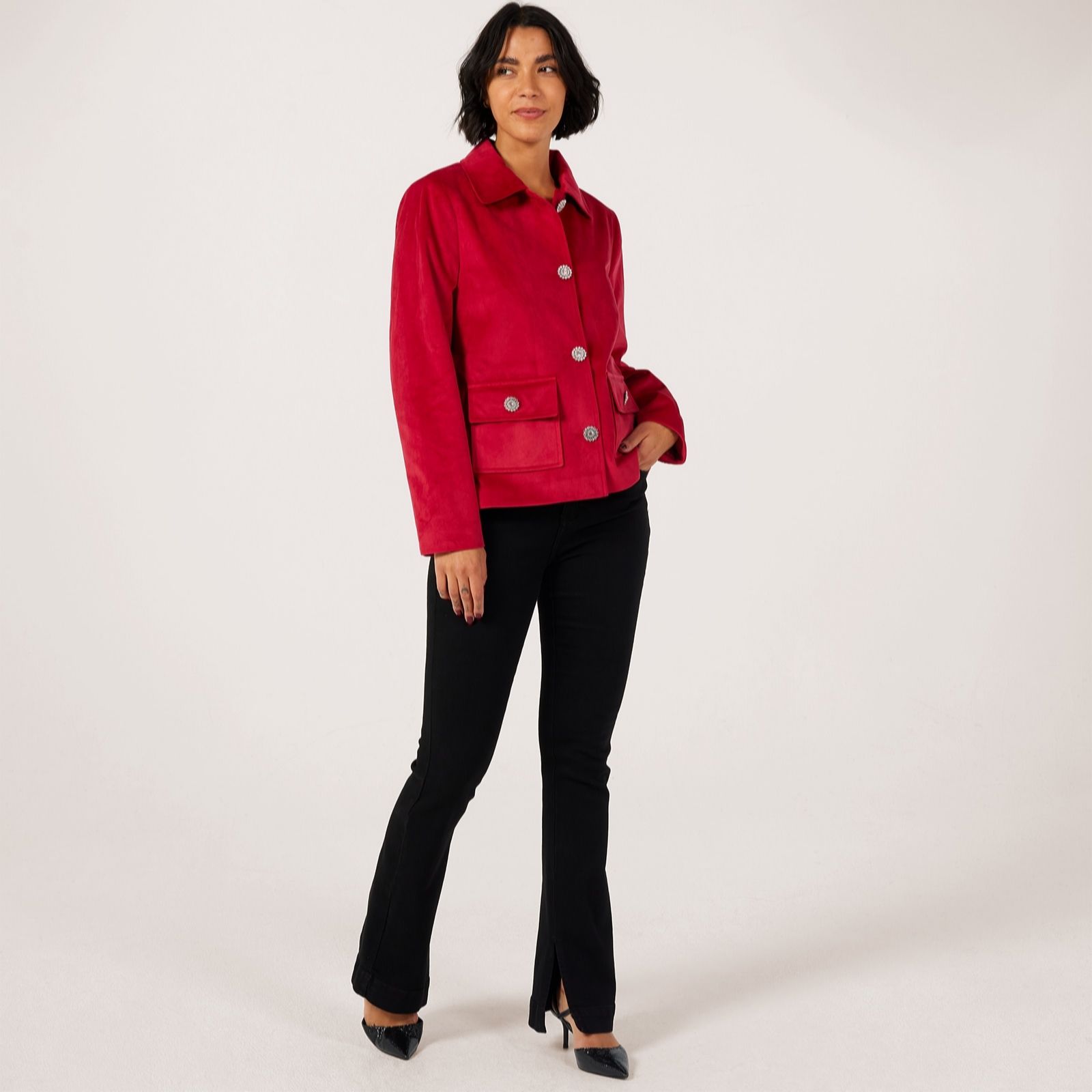 Helene Berman Velvet Jacket with Crystal Cluster Buttons