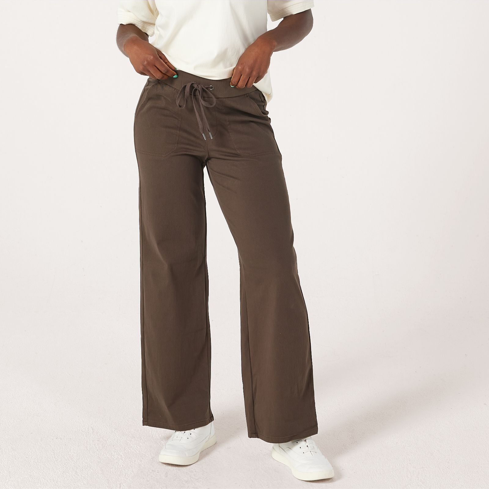 Denim & Co. Comfy Knit Wide-Leg Draw Cord Trousers Petite