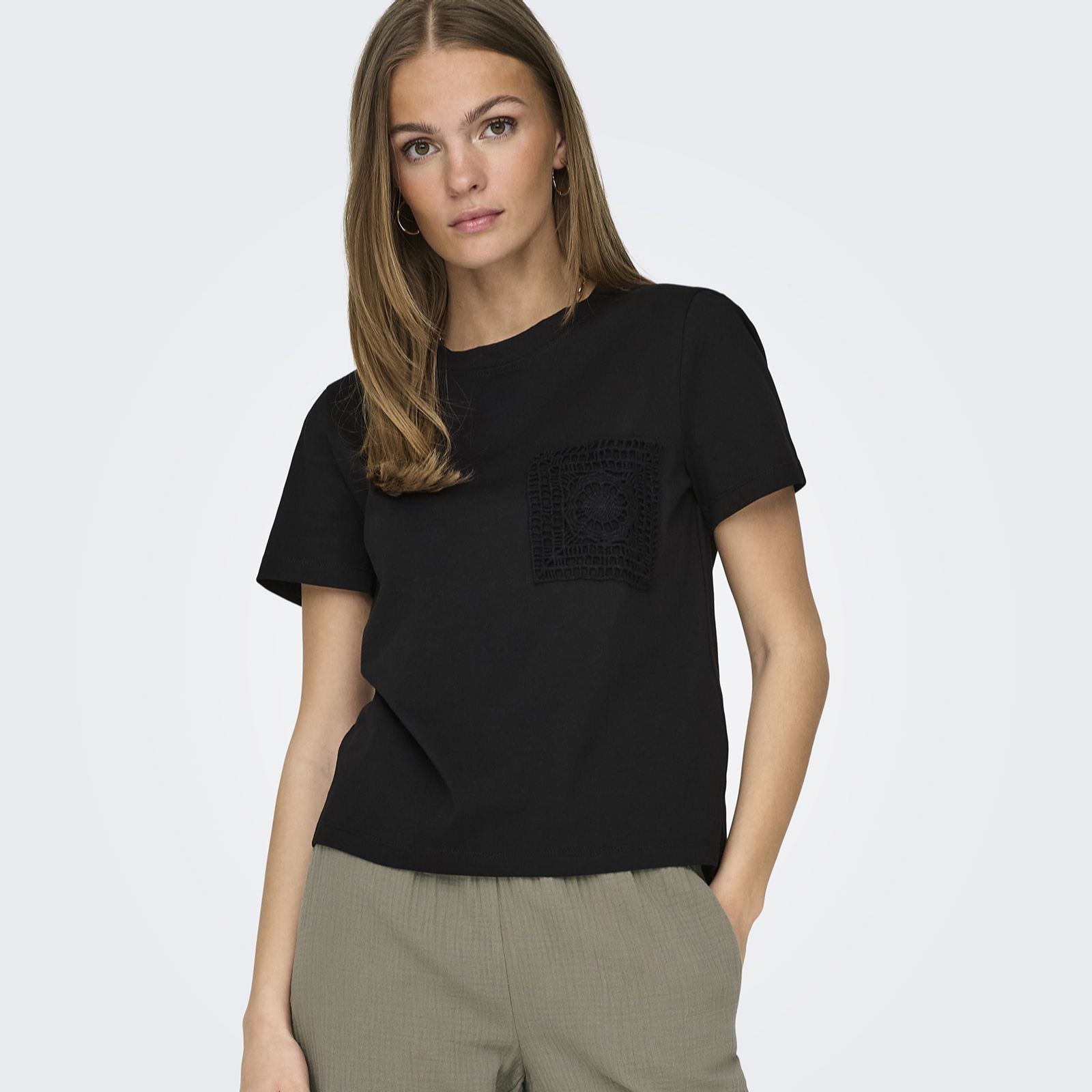 JDY Selma Crotchet Pocket T-Shirt