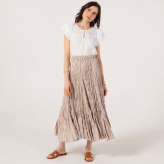 Malissa J Long Crinkle Sateen Skirt With Elasticated Waist
