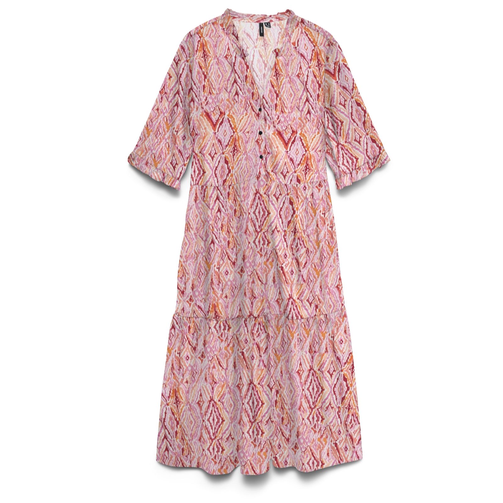 Vero Moda Easy Frill Neck Tiered Midi Dress