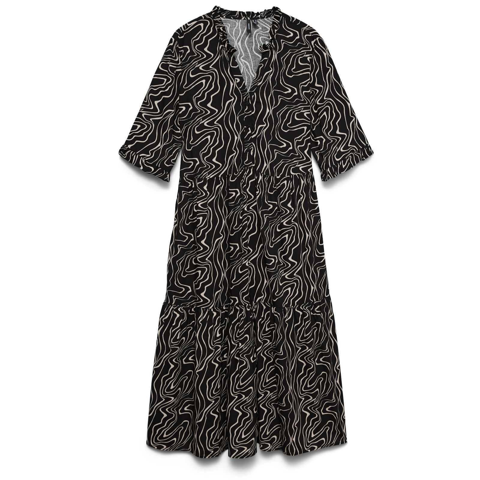 Vero Moda Easy Frill Neck Tiered Midi Dress