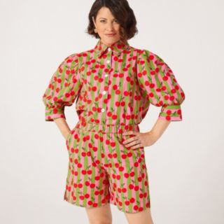 Helene Berman X Katy 100% Cotton Cherry City Shorts