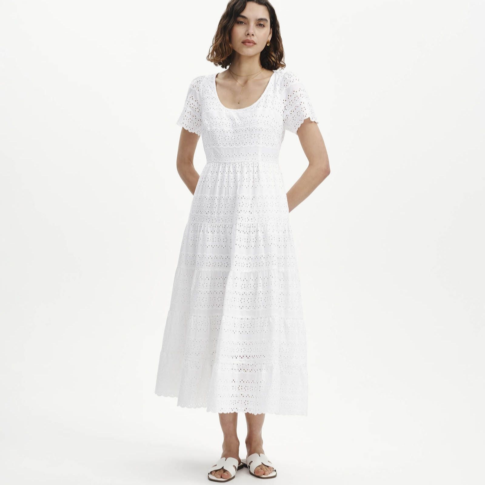 Finery London Jemma Cotton Broderie Tiered Dress Standard