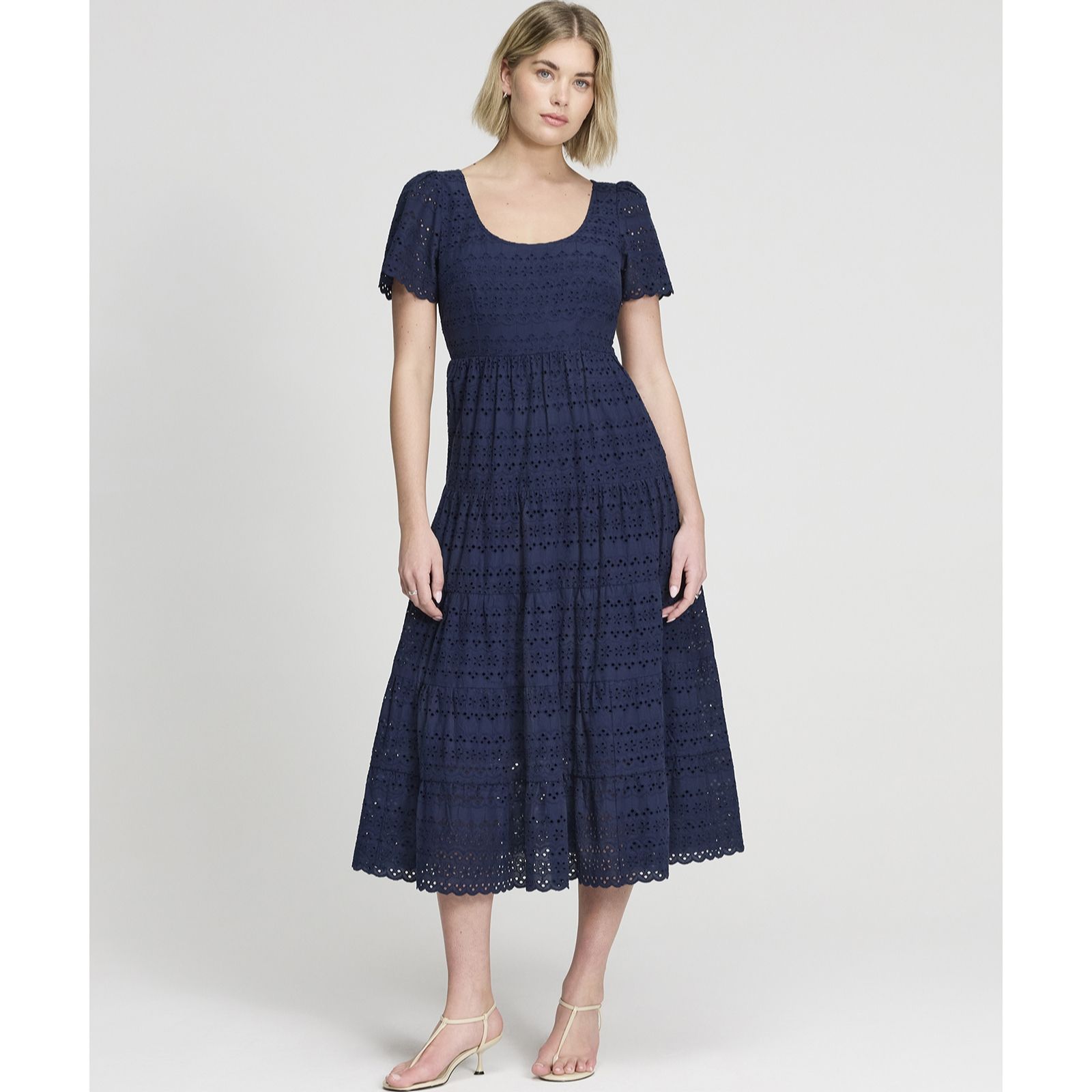 Finery London Jemma Cotton Broderie Tiered Dress Standard