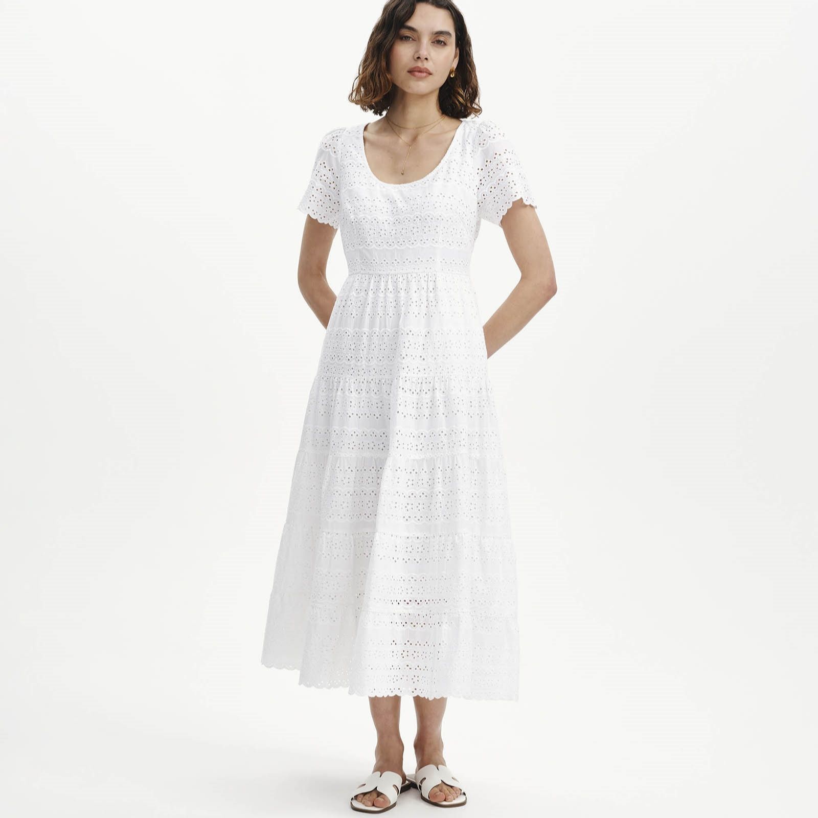 Finery London Jemma Cotton Broderie Tiered Dress Standard