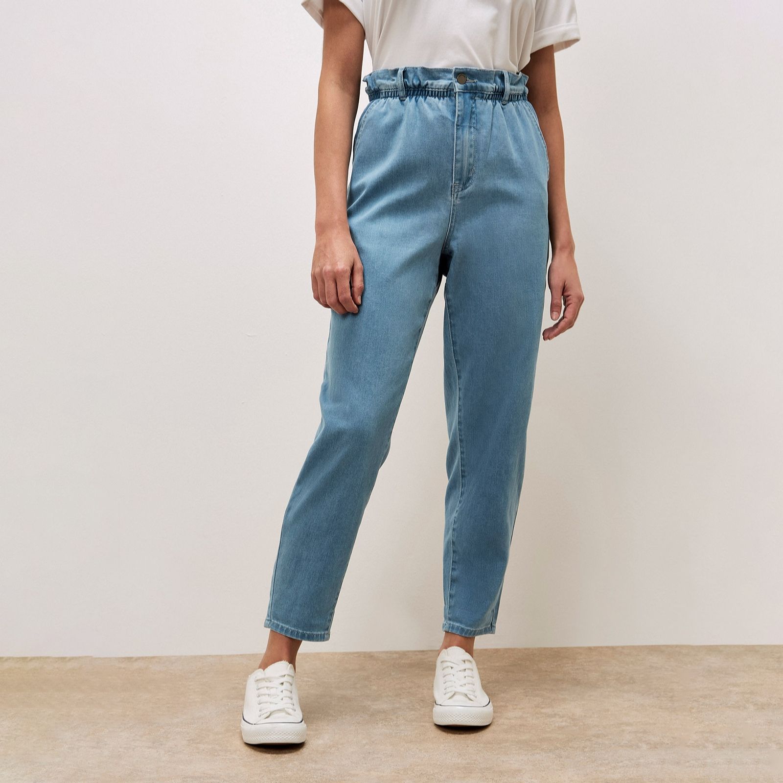 Apricot Freya Paper Bag Waist Crop Jeans