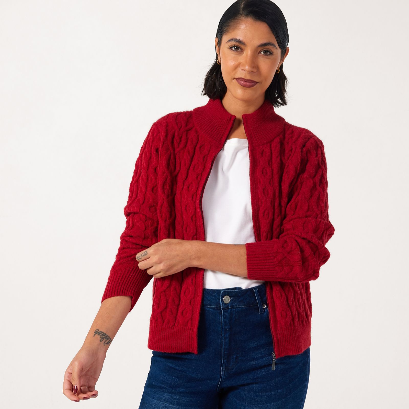 Ben De Lisi Cable Zip Through Cardigan