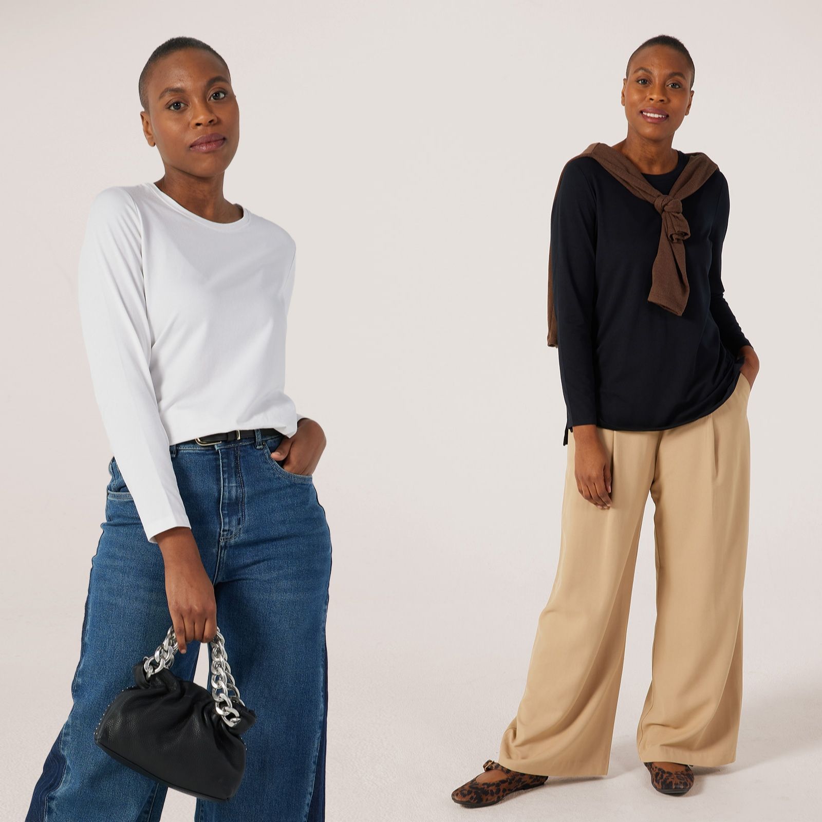 Denim & Co. Essentials 2 Pack Round Neck Step Hem Tunic