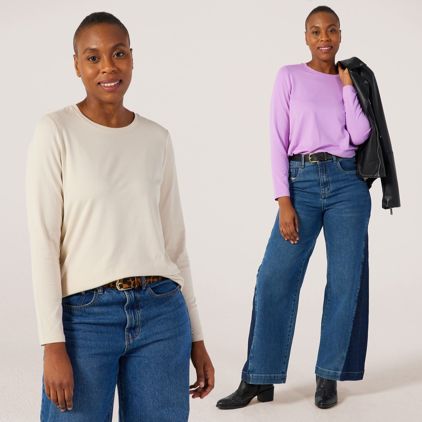 Denim & Co. Essentials 2 Pack Round Neck Step Hem Tunic