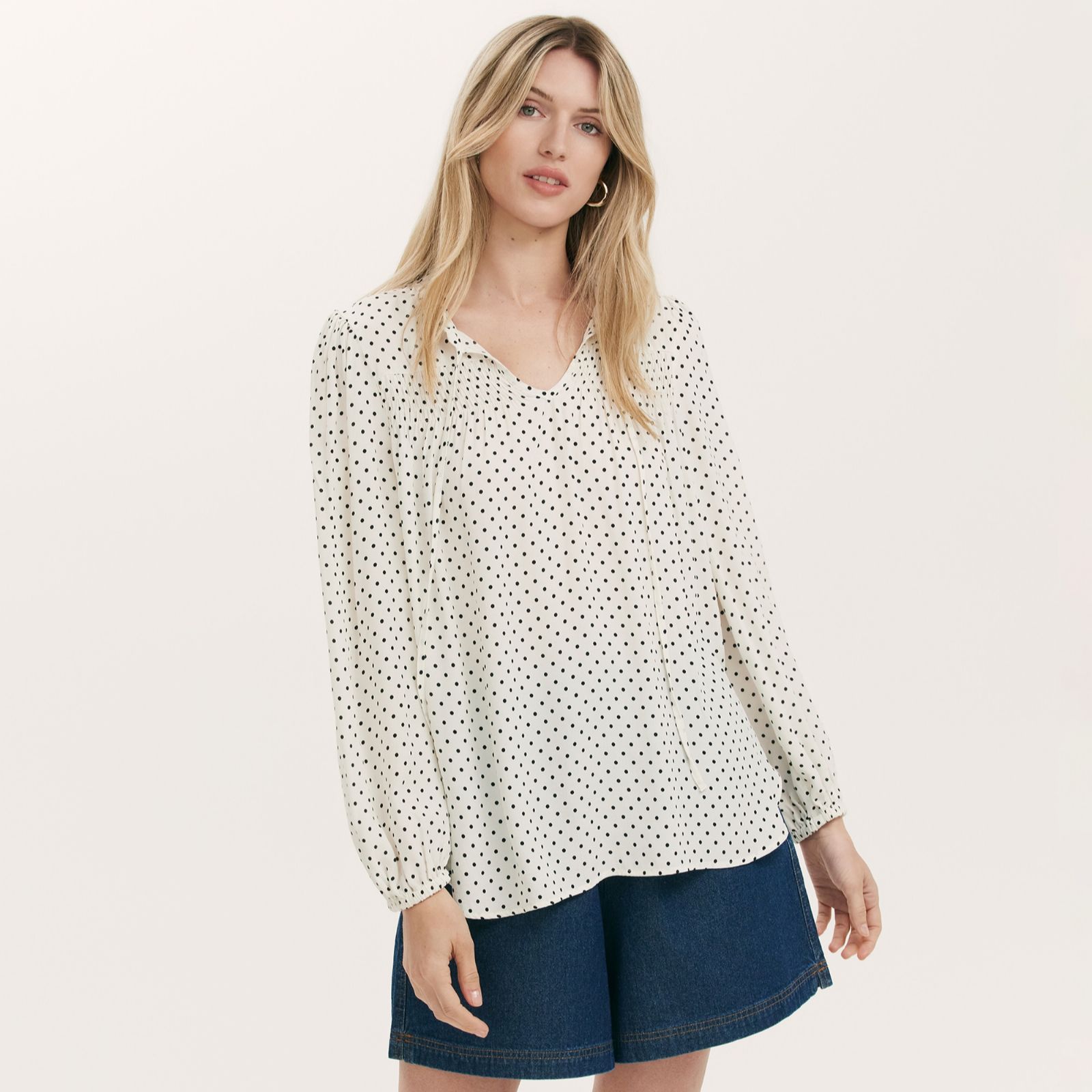 Finery London Kiya Spot Print Moon Crepe Top