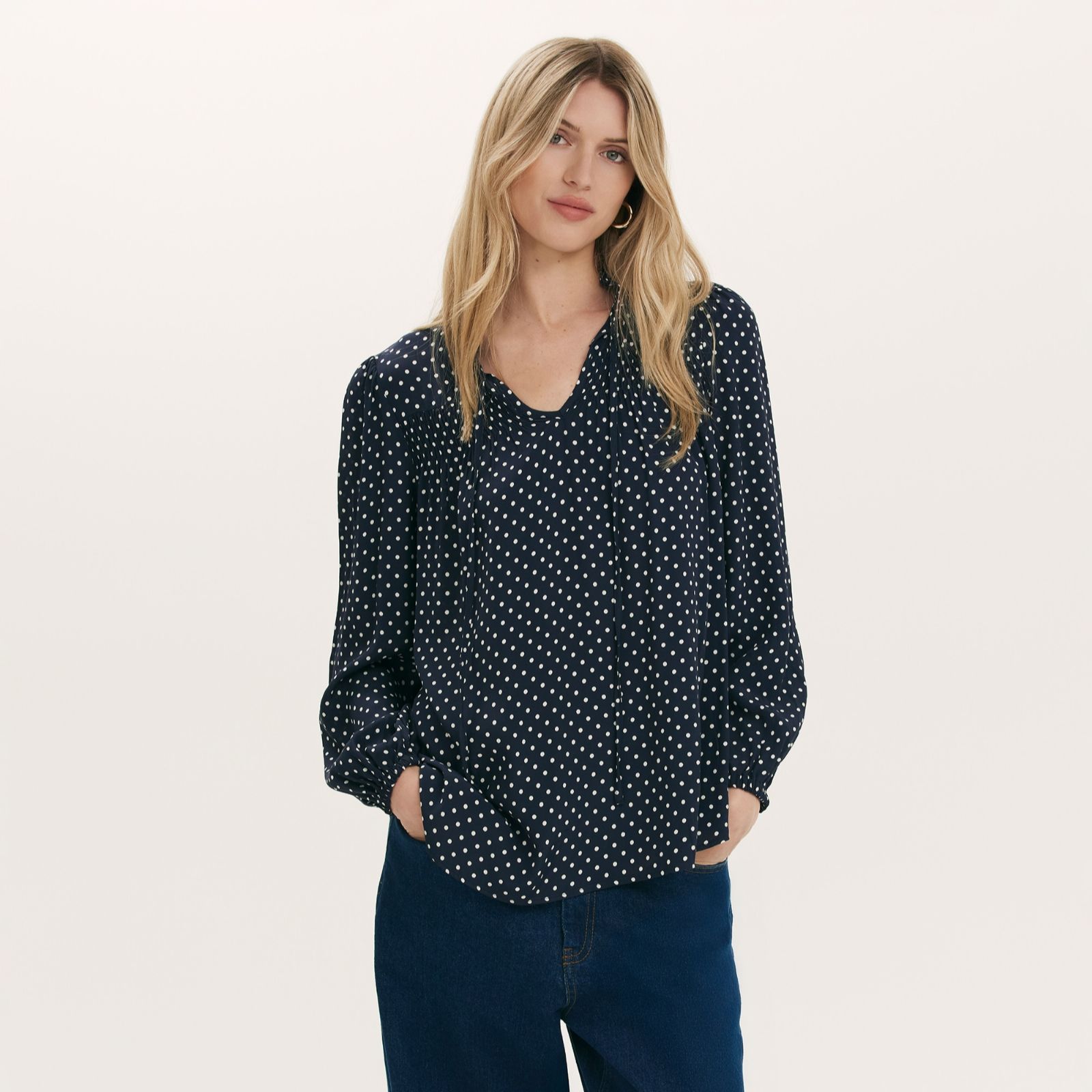 Finery London Kiya Spot Print Moon Crepe Top