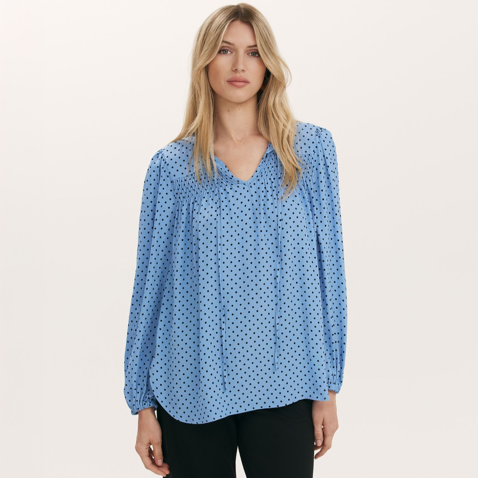 Finery London Kiya Spot Print Moon Crepe Top