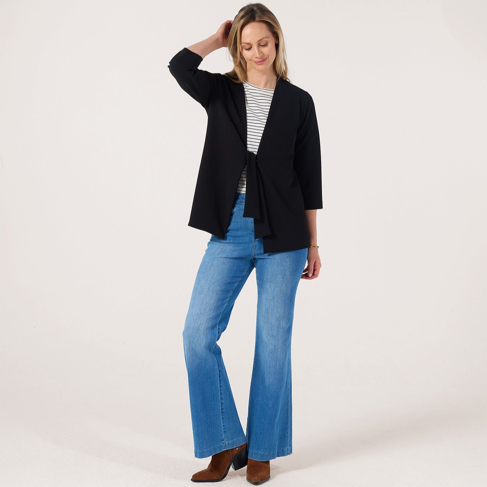 Kim & Co Ponte Crepe Front Tie Blazer